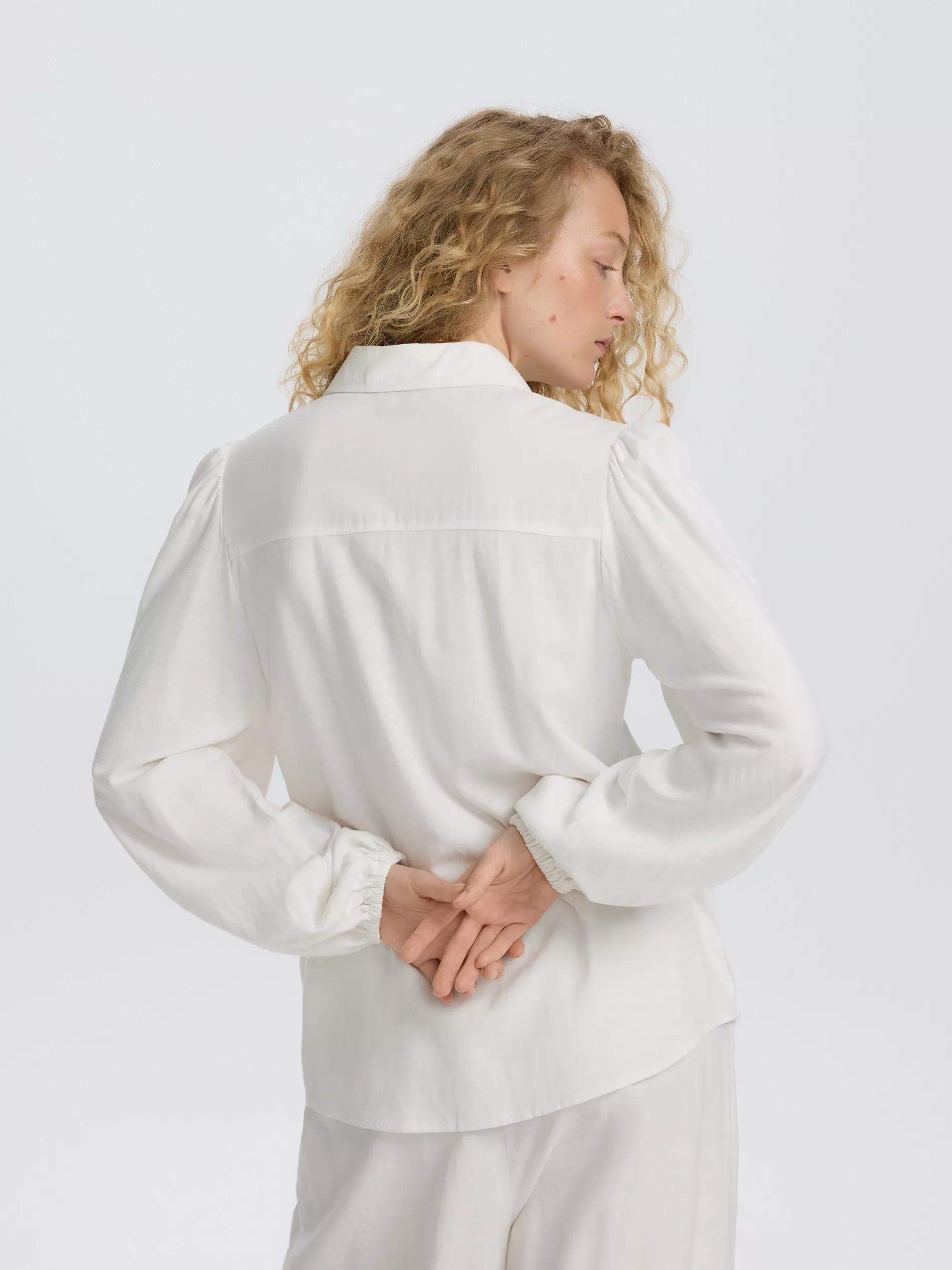 Cream Linen Blend Shirt, , large image number 1