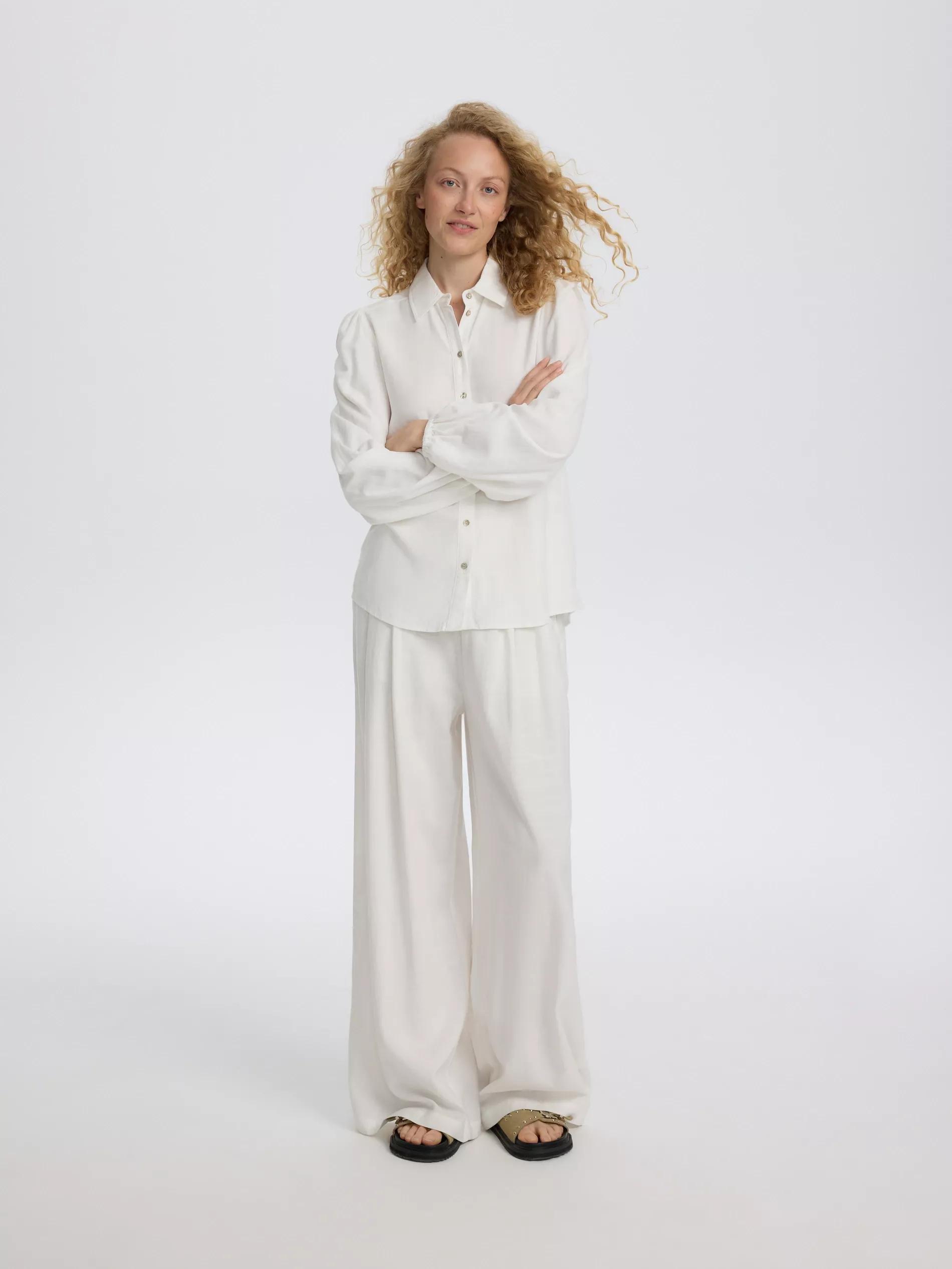 Cream Linen Blend Shirt, , large image number 2