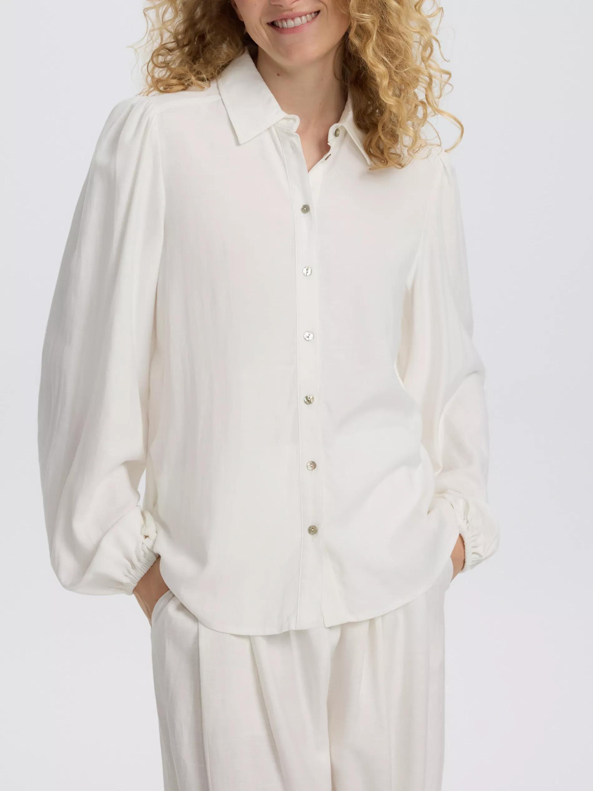 Cream Linen Blend Shirt, , large image number 3