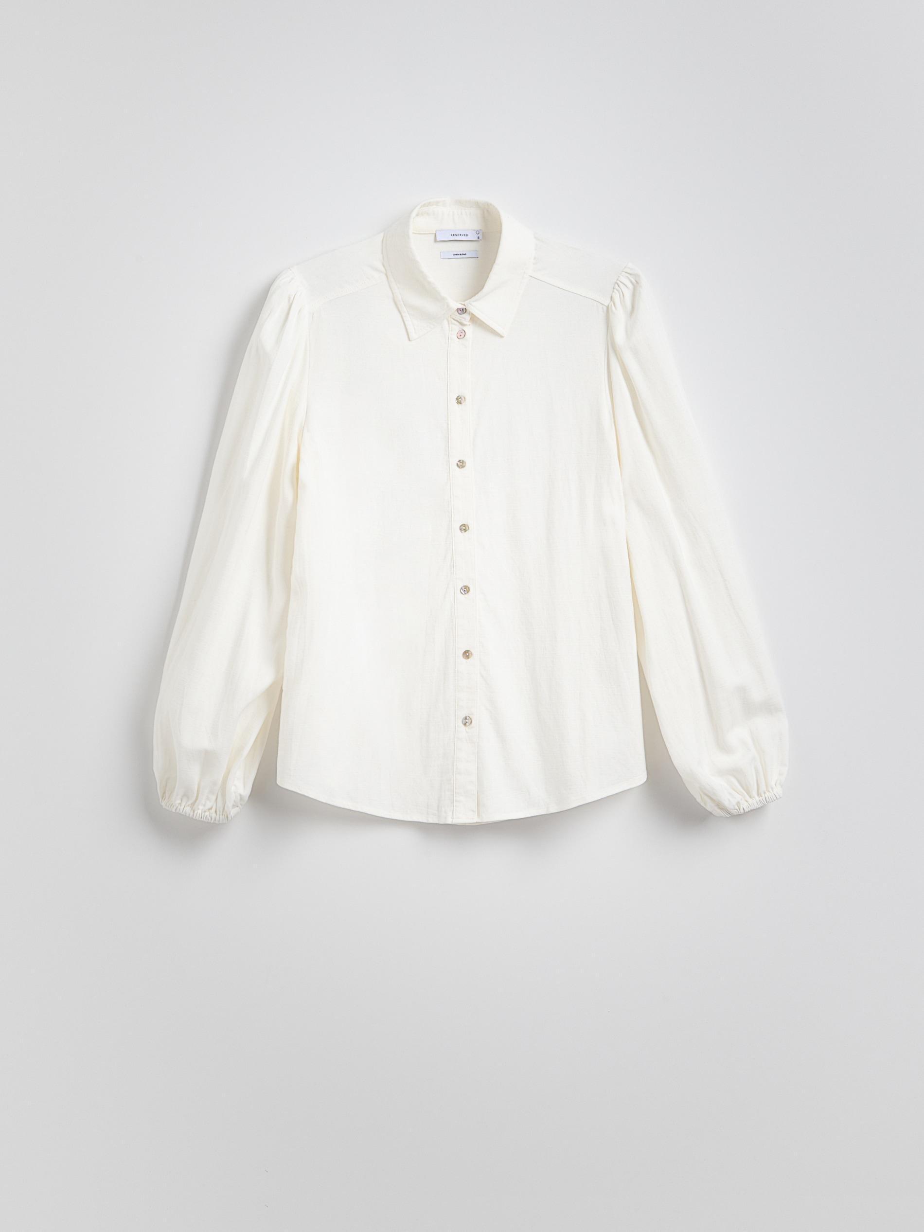 Cream Linen Blend Shirt, , large image number 4