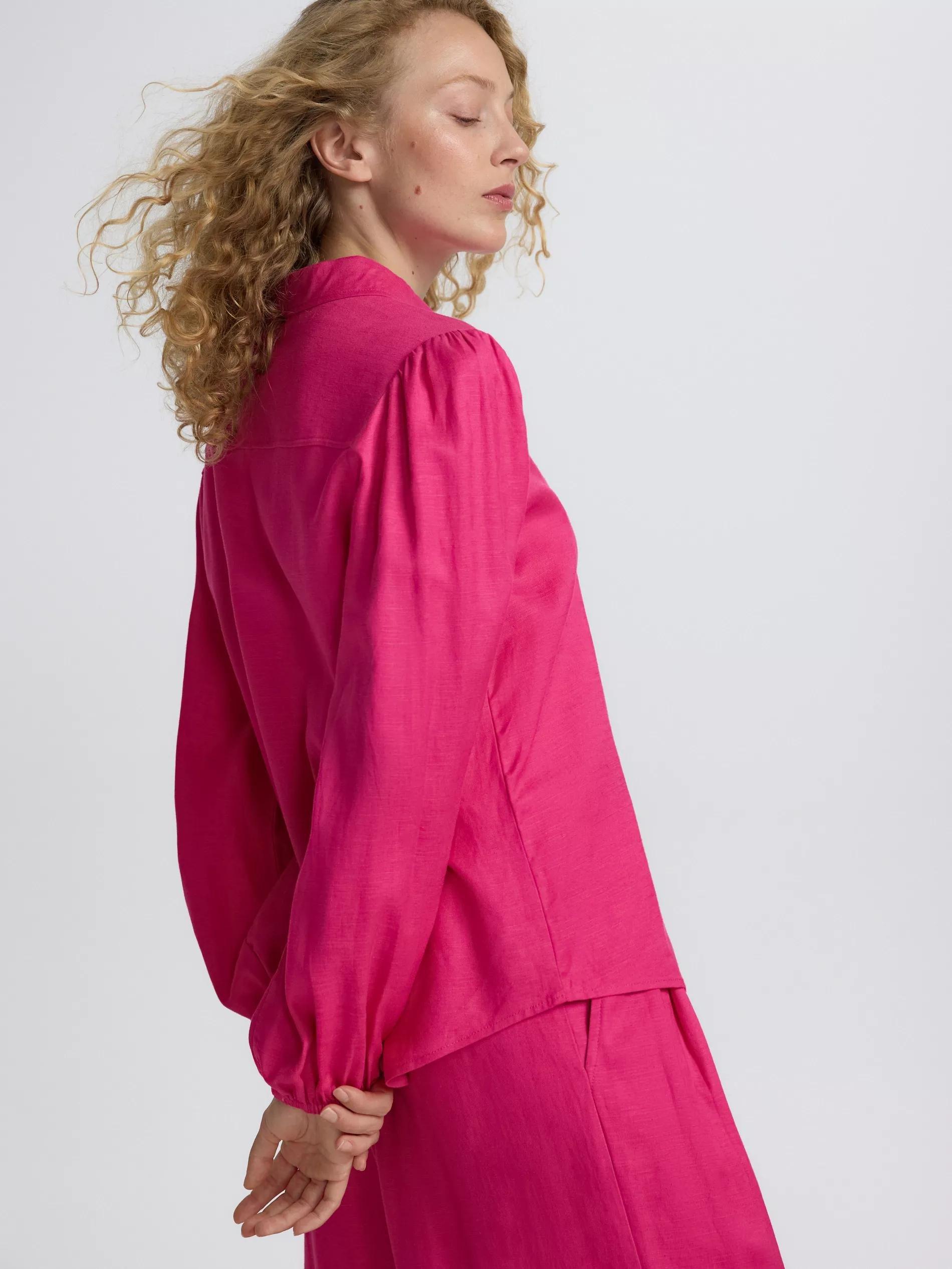 Fuchsia Linen Blend Shirt, , large image number 0