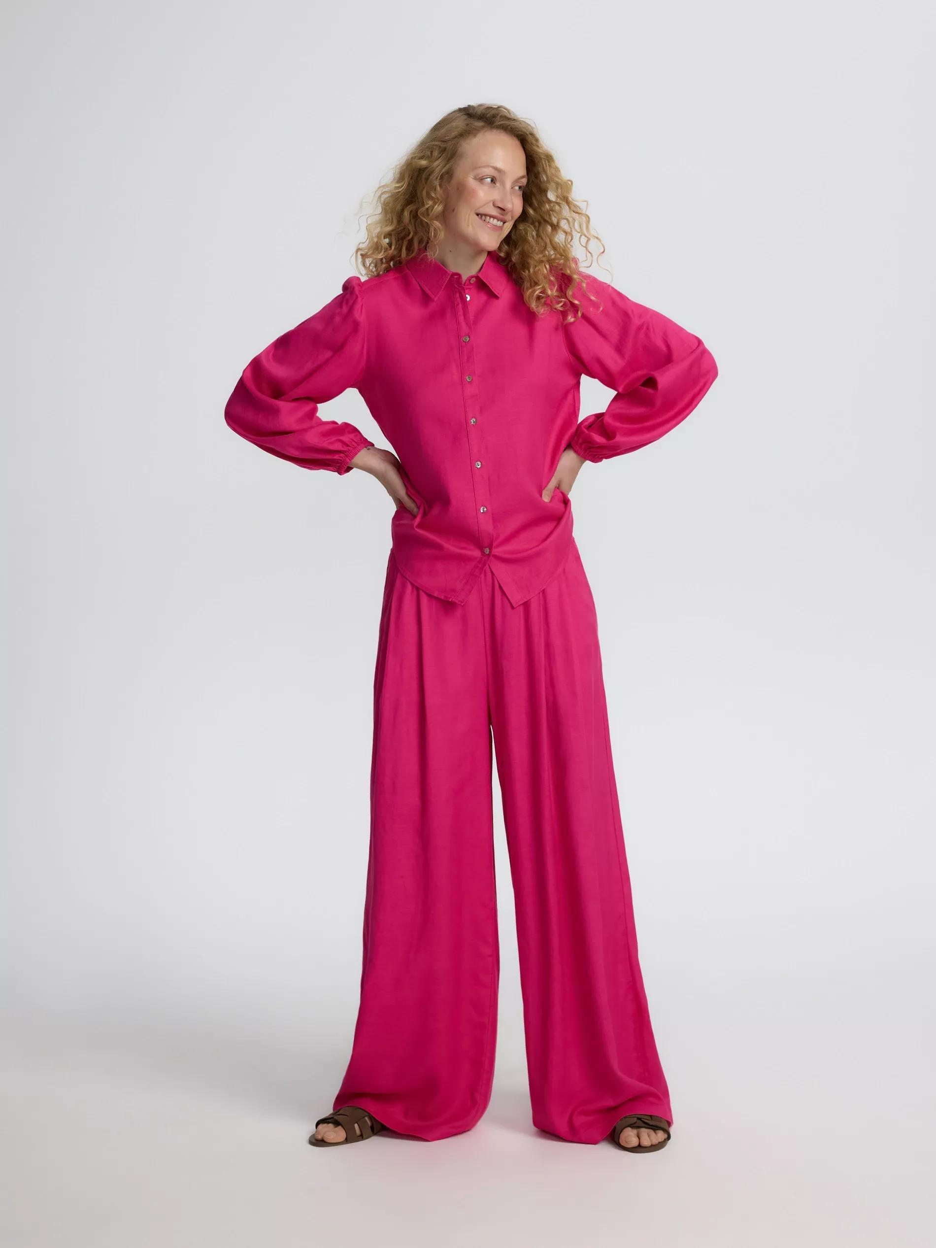 Fuchsia Linen Blend Shirt, , large image number 2