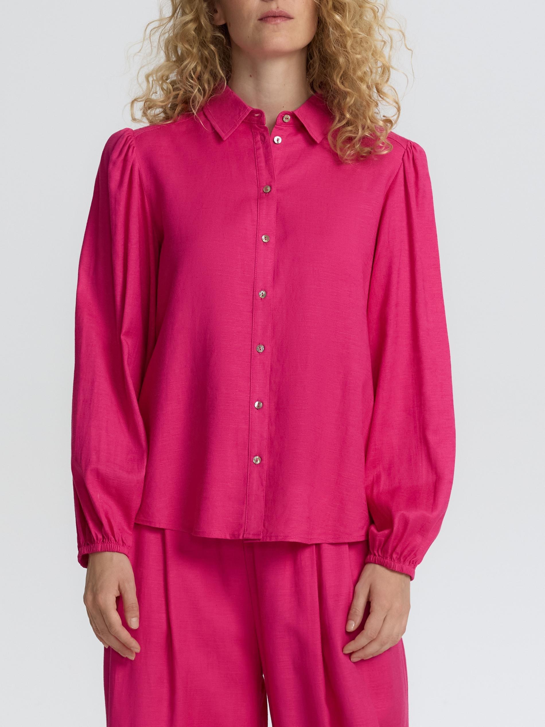 Fuchsia Linen Blend Shirt, , large image number 3