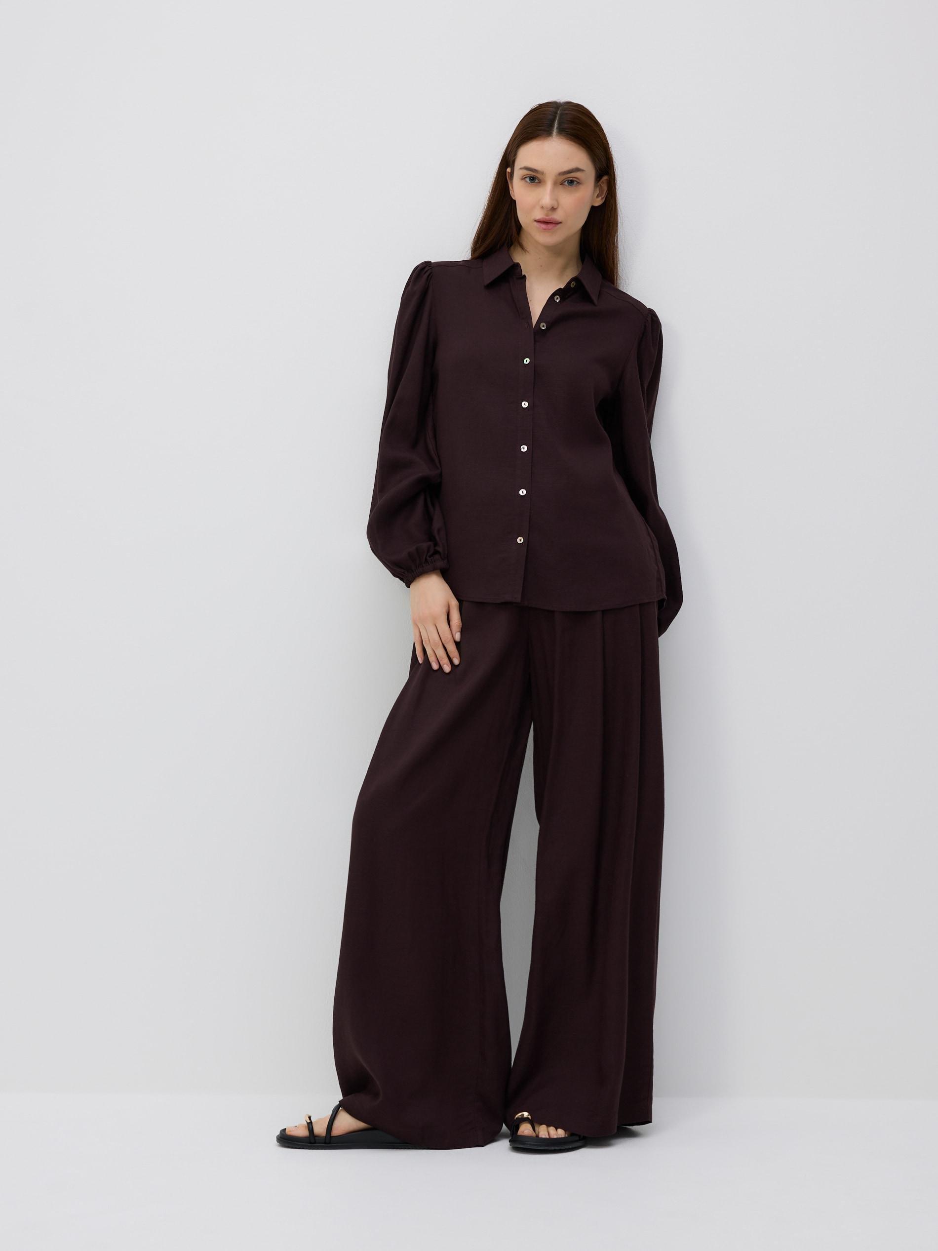 Brown Linen Blend Shirt, , large image number 0