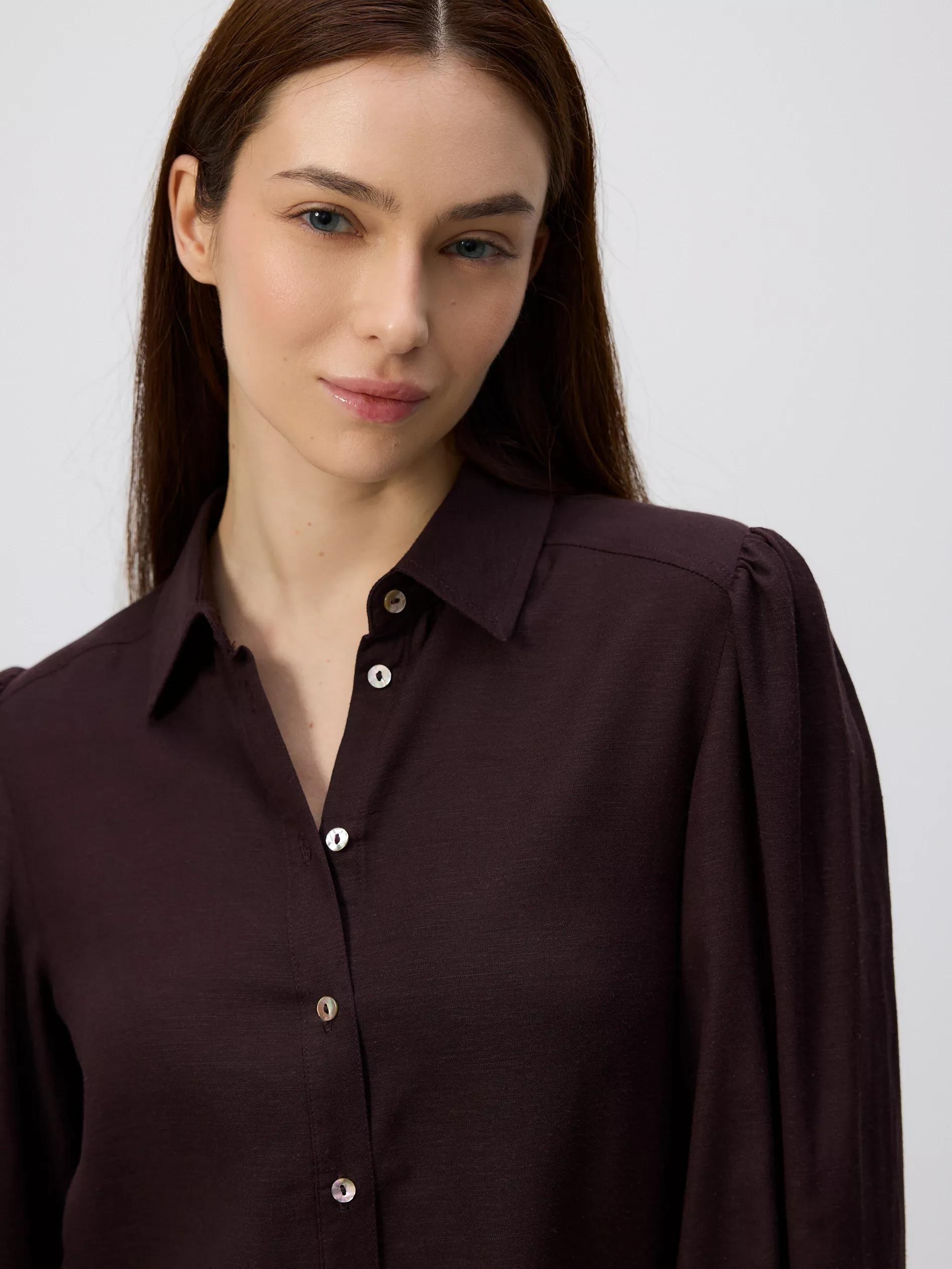 Brown Linen Blend Shirt, , large image number 4