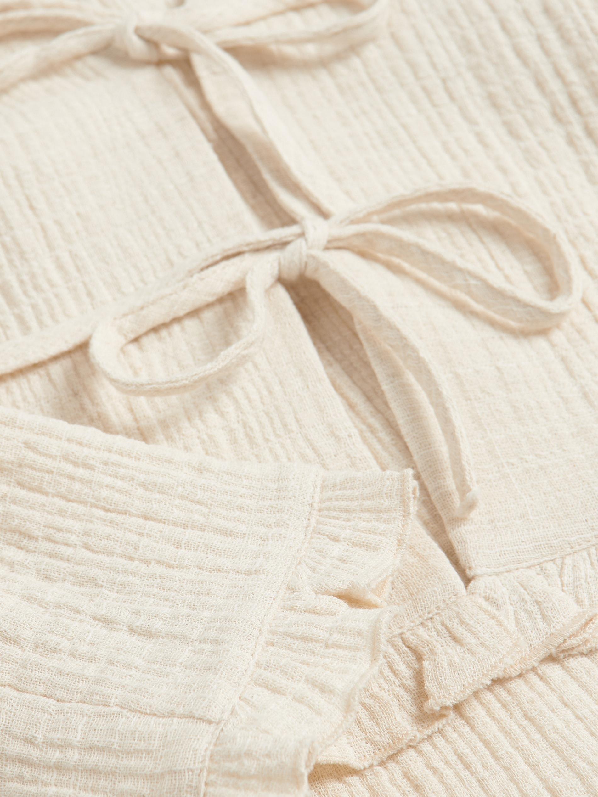 Beige Tied Linen-Blend Vest, , large image number 4