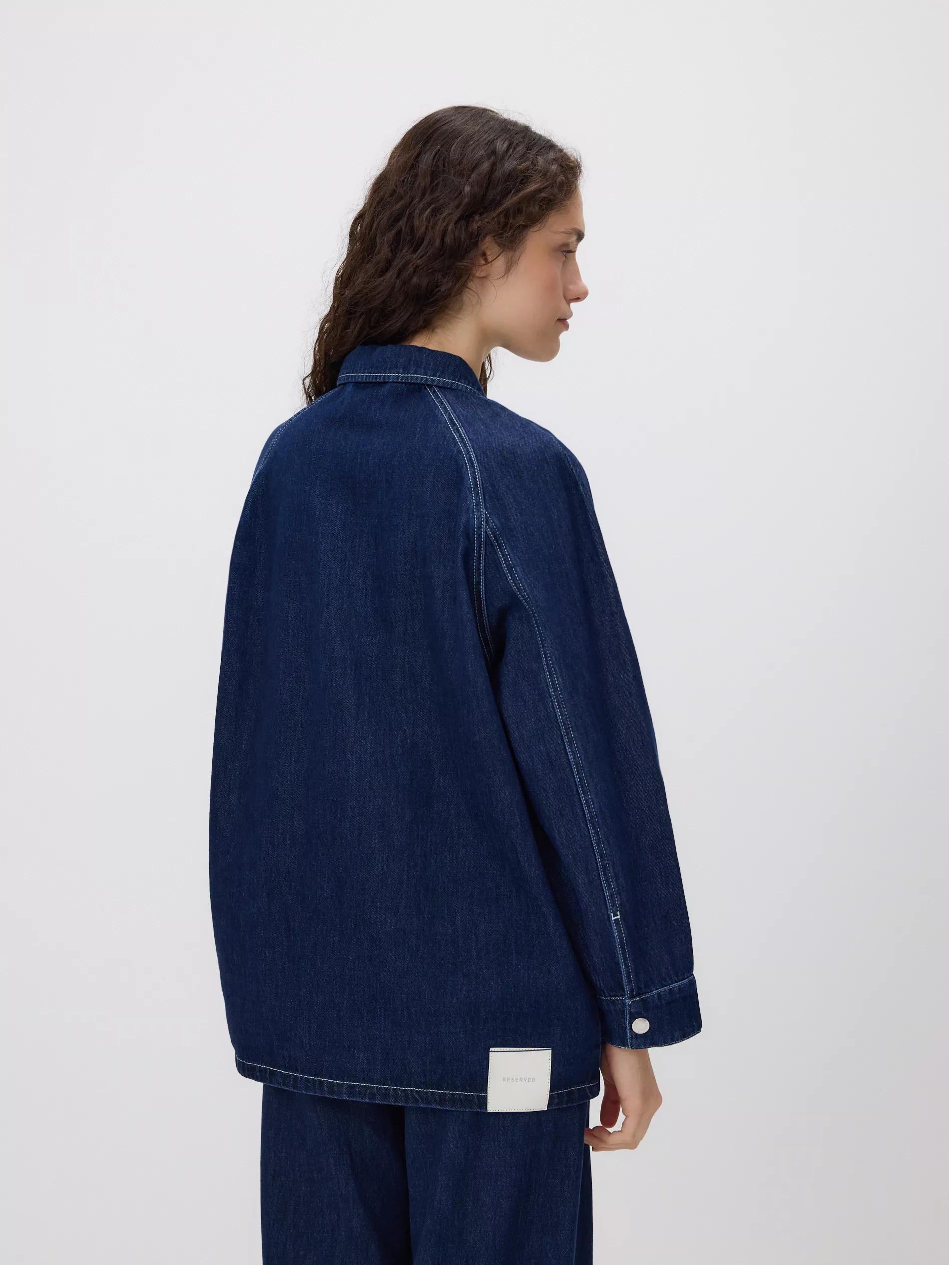 Navy Denim Jacket With Pockets, Navy, large image number 3