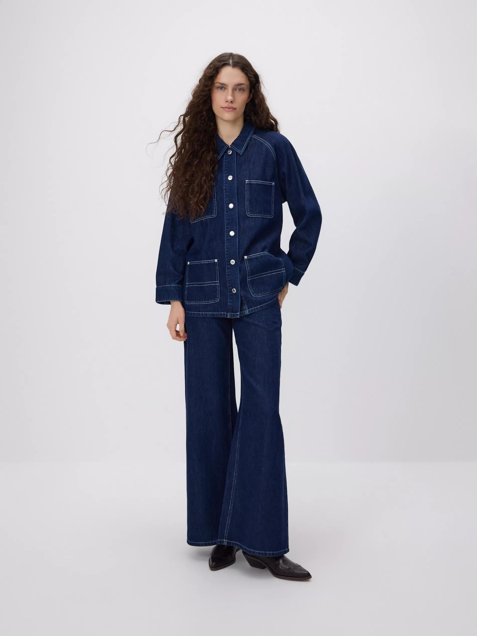 Navy Denim Jacket With Pockets, Navy, large image number 4