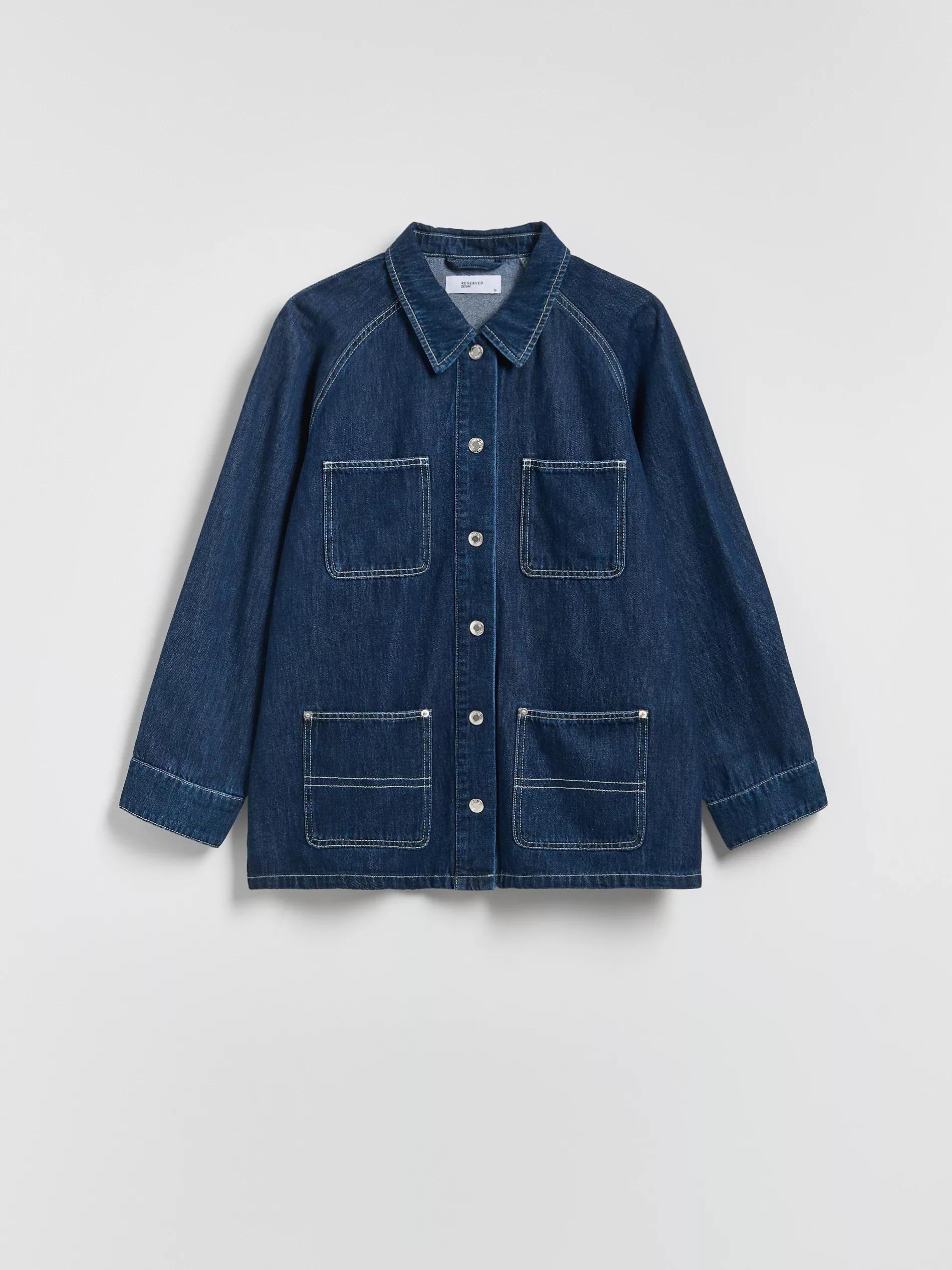 Navy Denim Jacket With Pockets, Navy, large image number 5