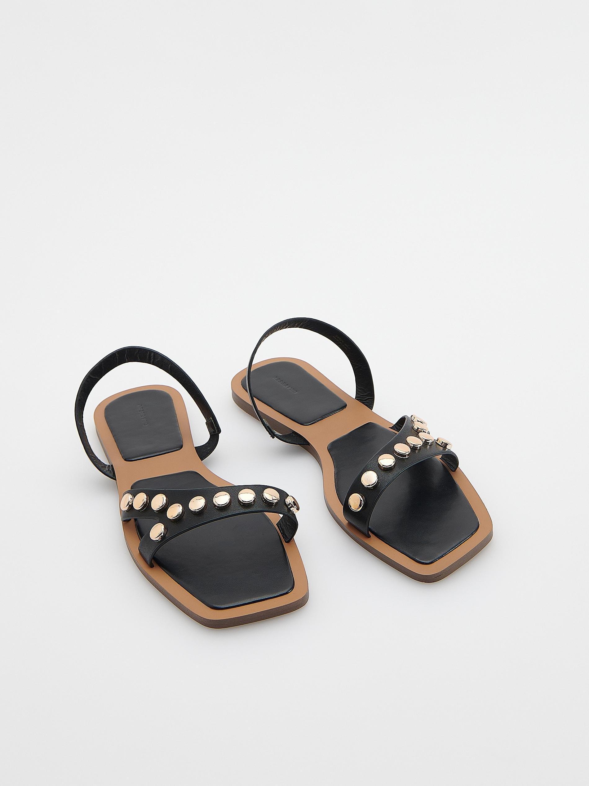 Black Leather Sandals, , large image number 2