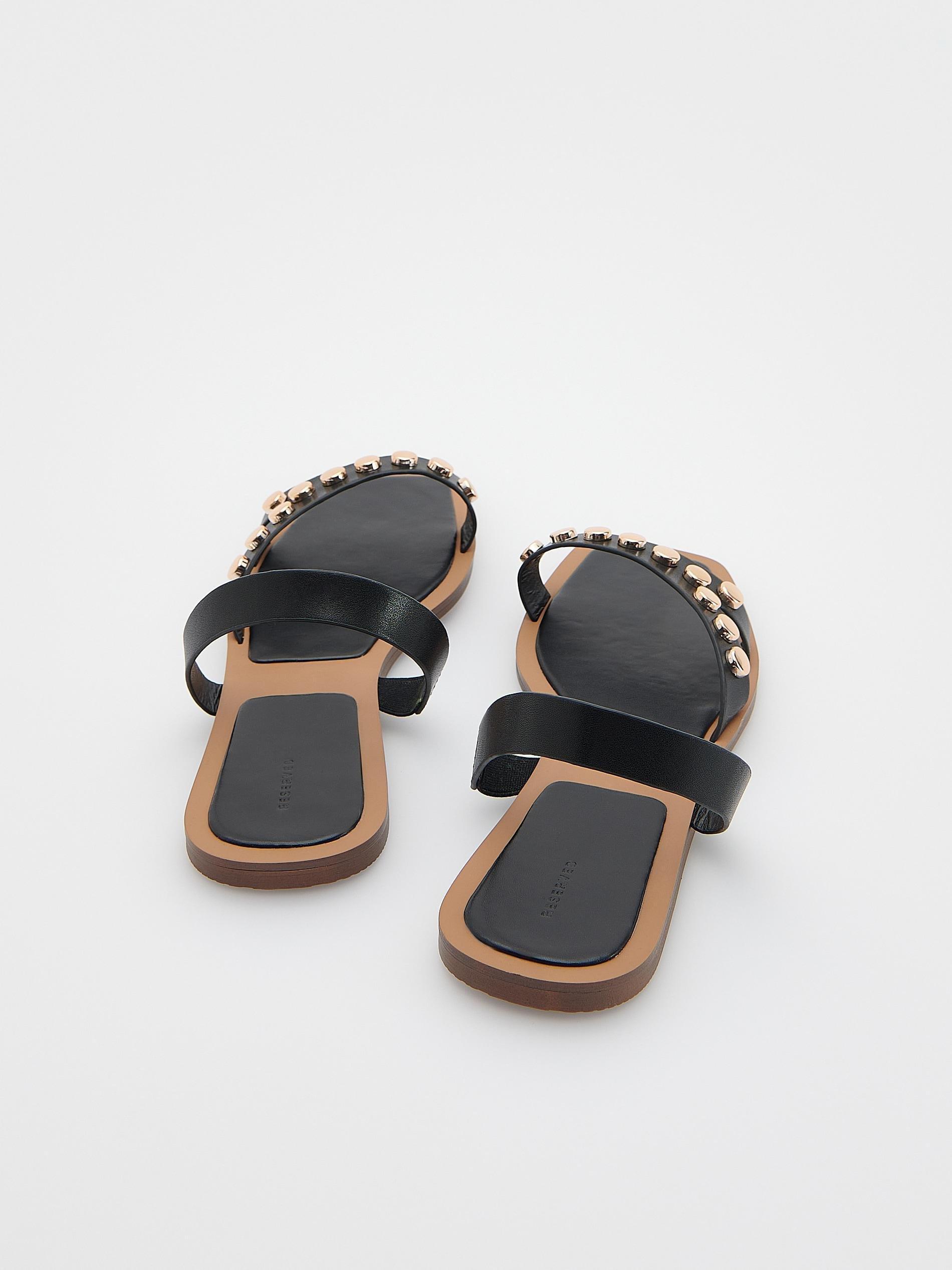 Black Leather Sandals, , large image number 3