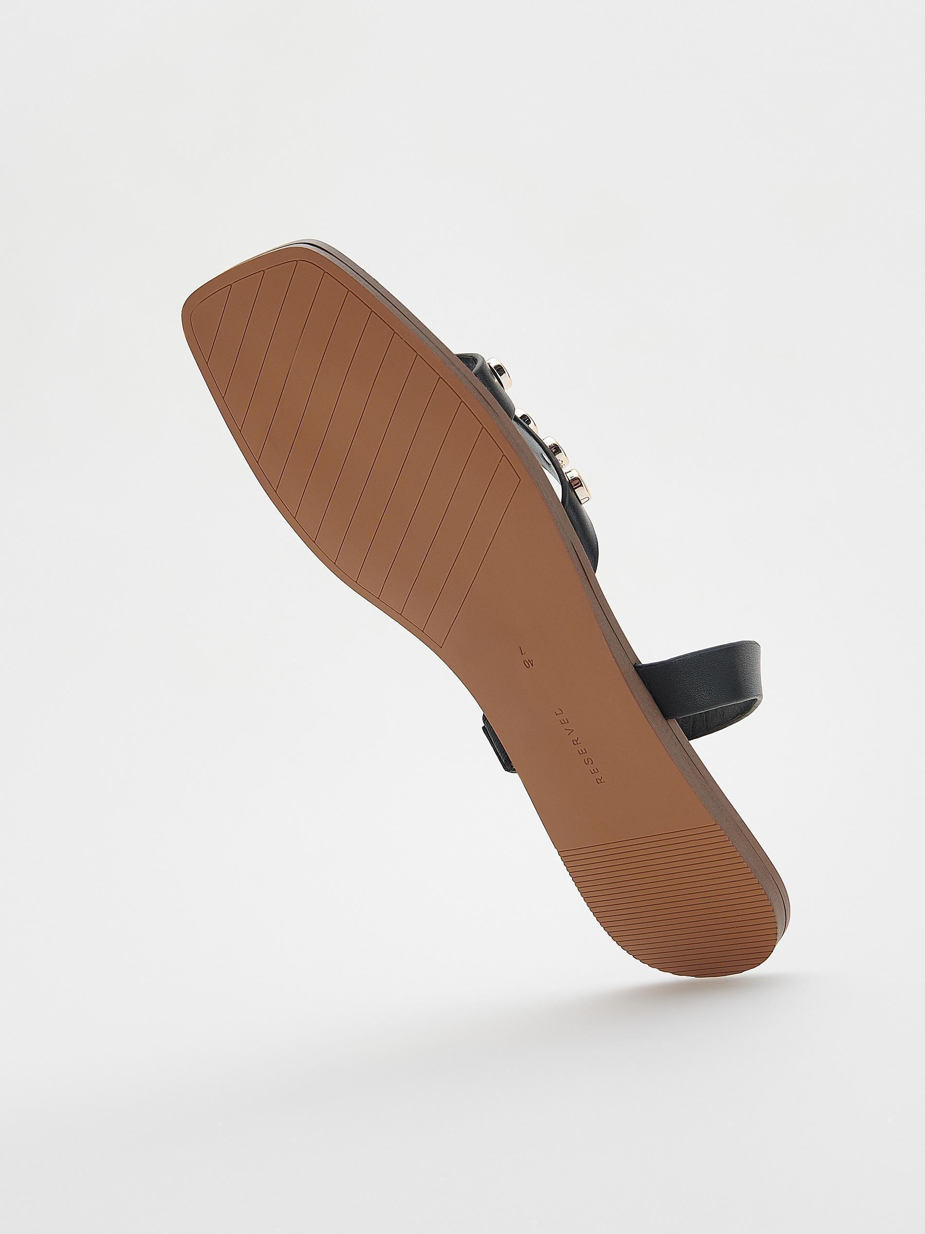 Black Leather Sandals, , large image number 5