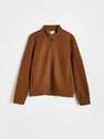 Reserved - Brown Sweatshirt With Stand Up Collar