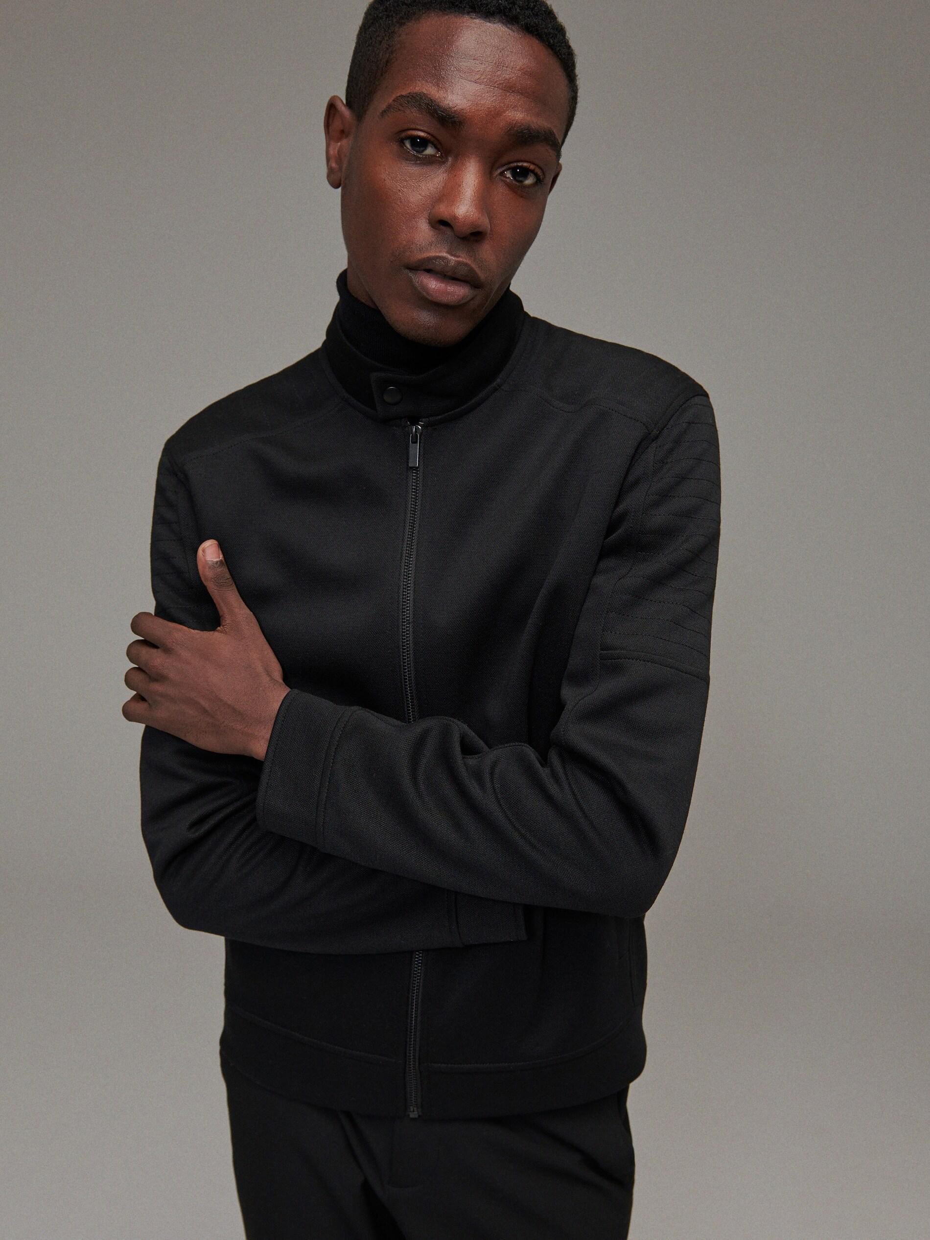 Black Sweatshirt With Stand Up Collar, , large image number 0