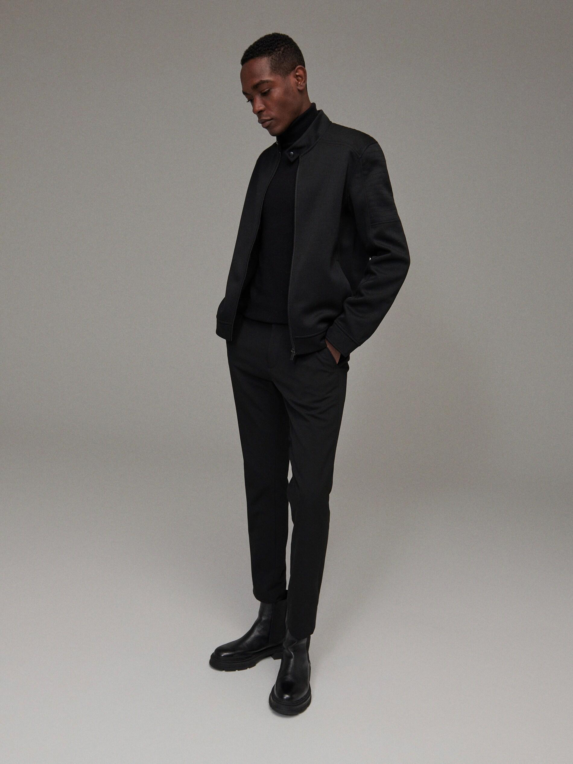 Black Sweatshirt With Stand Up Collar, , large image number 1
