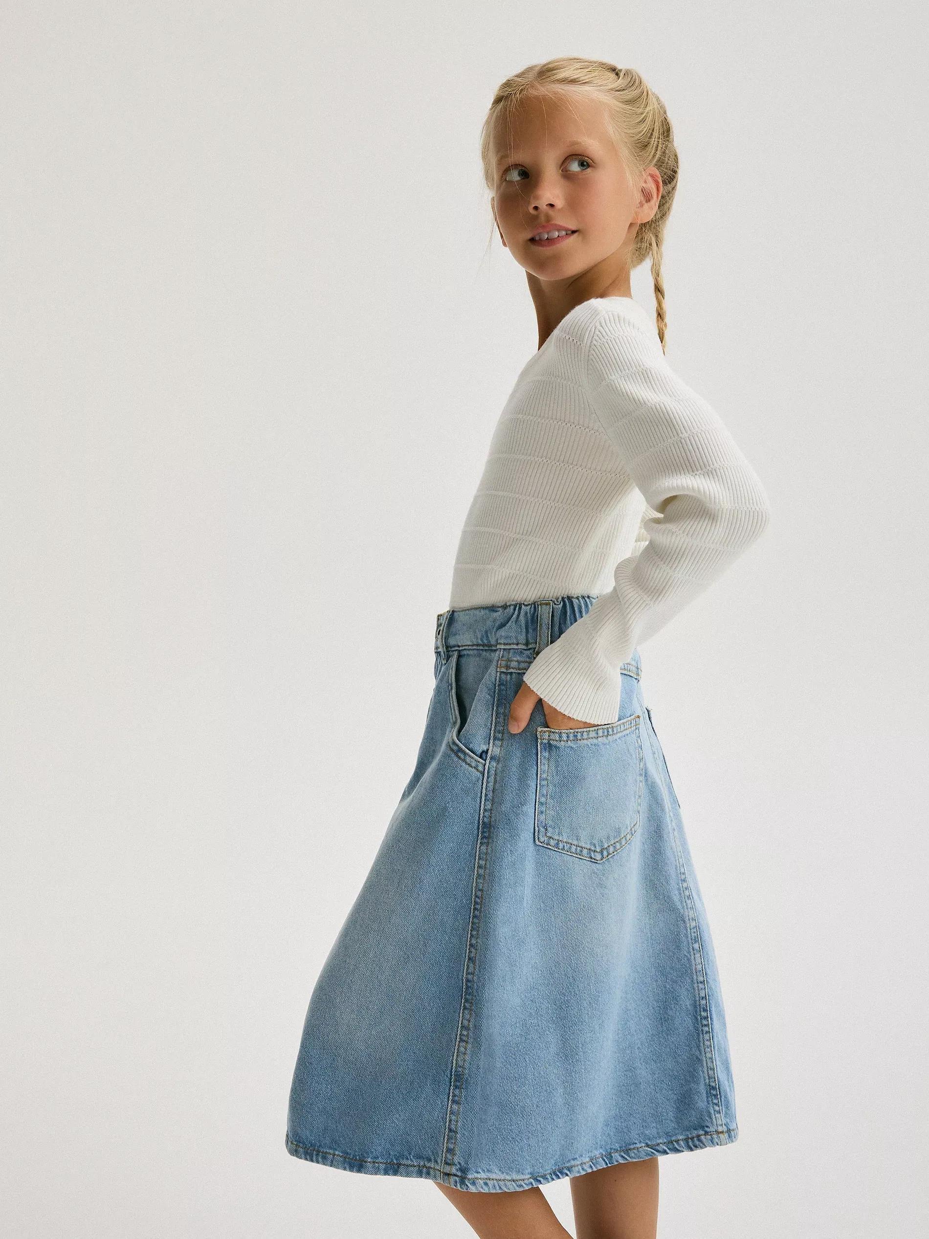 BLUE Denim skirt, , large image number 0
