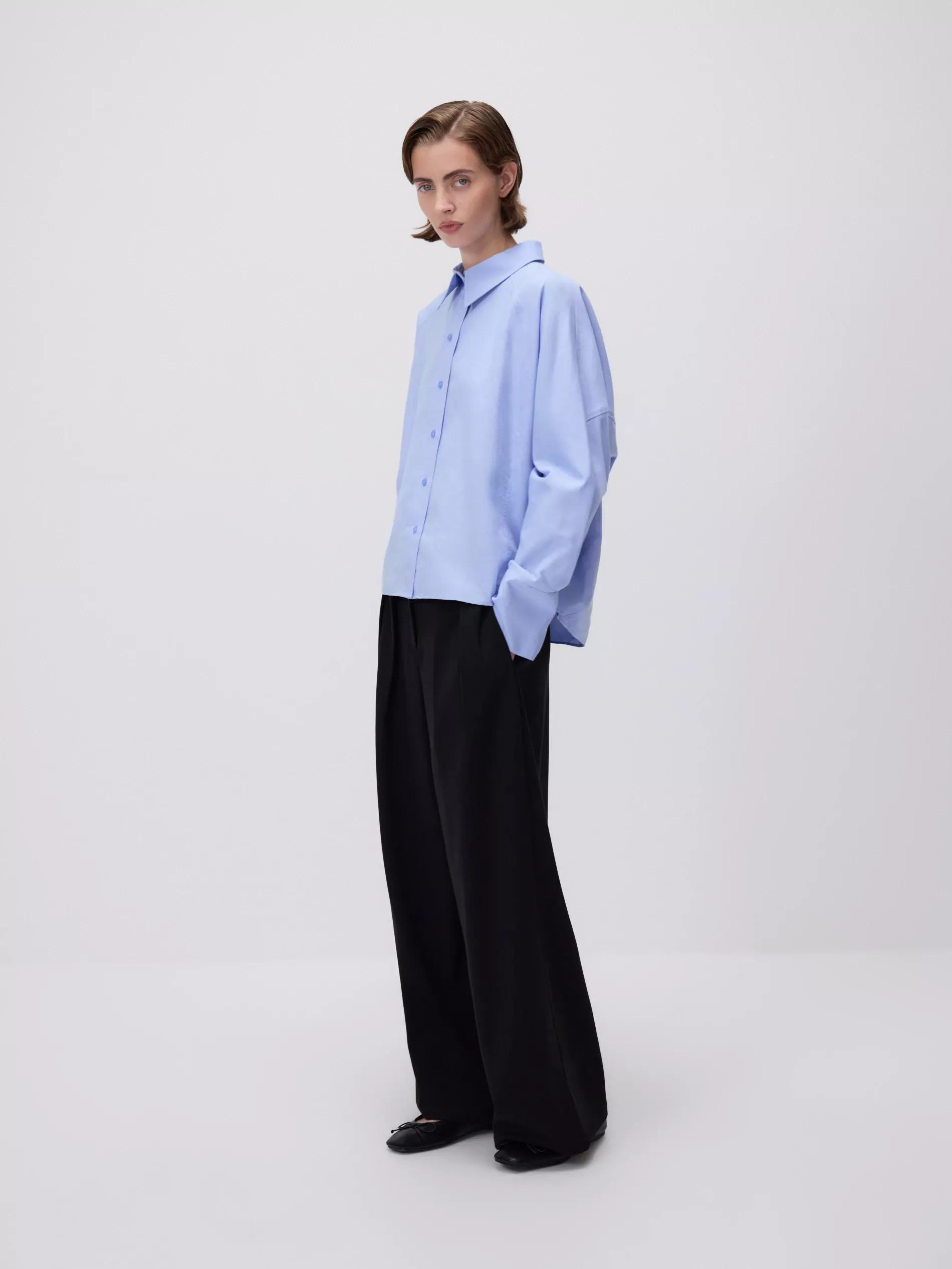 PALE BLUE Cropped shirt, Blue, medium