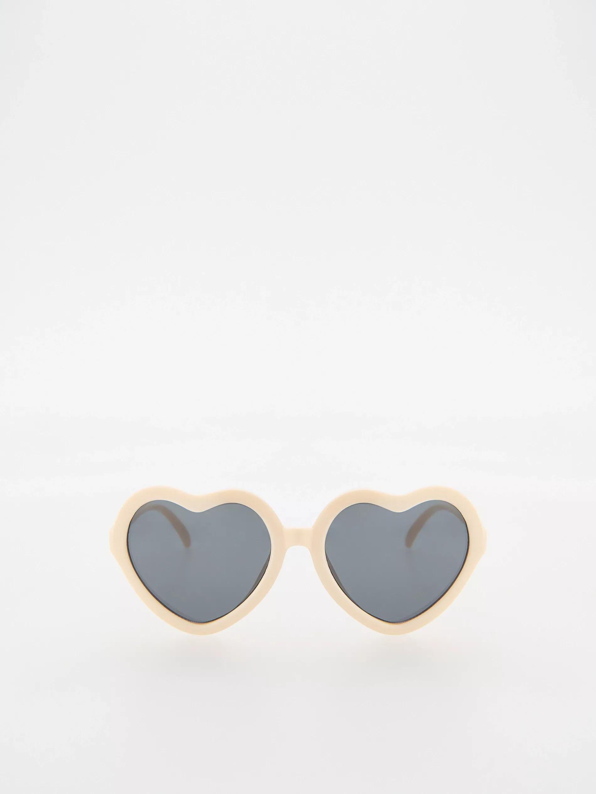 Cream Heart Shape Sunglasses, Kids Girls, Ivory, large image number 2