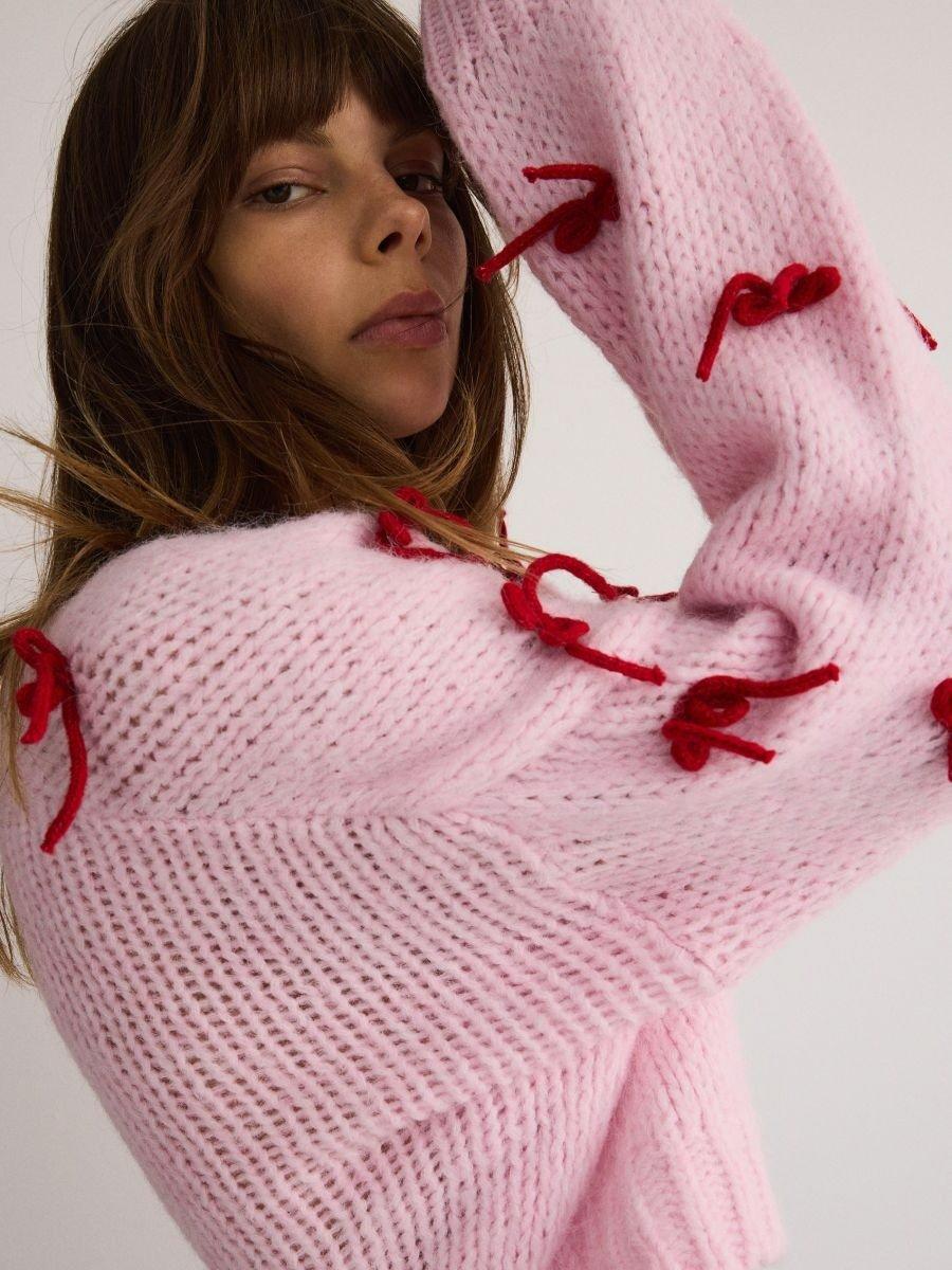 Pink Cardigan With Bow Ties, , large image number 4