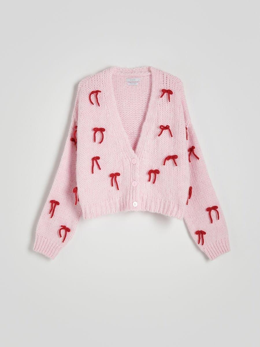 Pink Cardigan With Bow Ties, , large image number 6