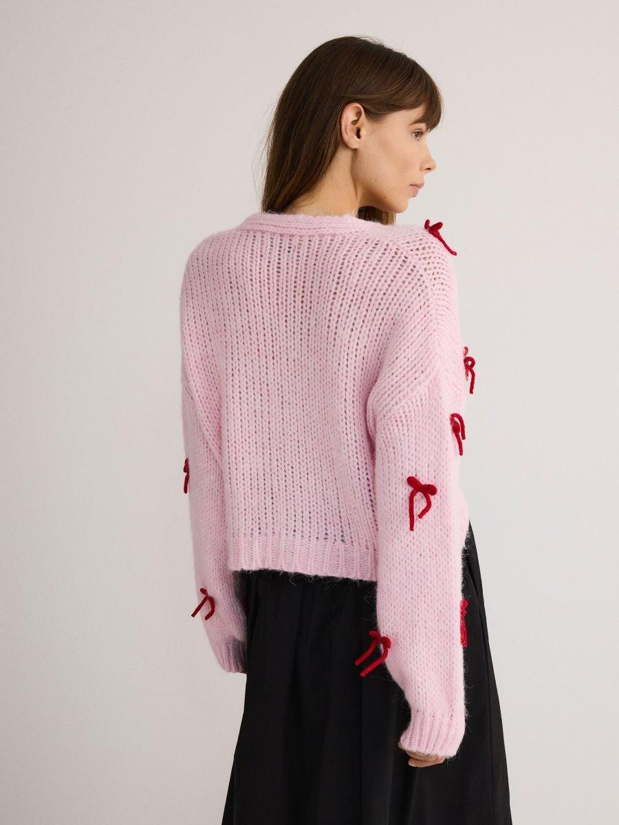 Pink Cardigan With Bow Ties, , large image number 7