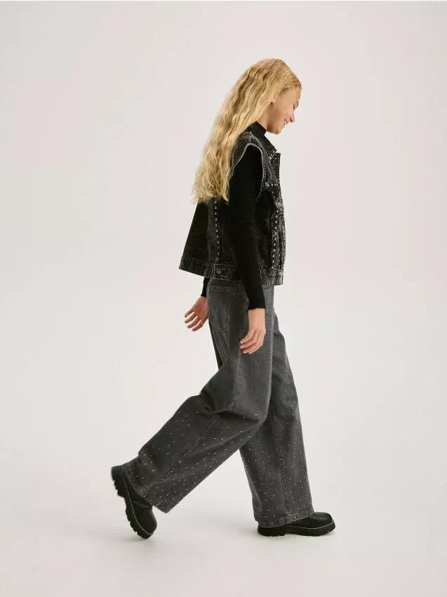 Grey Wide Leg Trousers, Kids Girls, , large image number 0