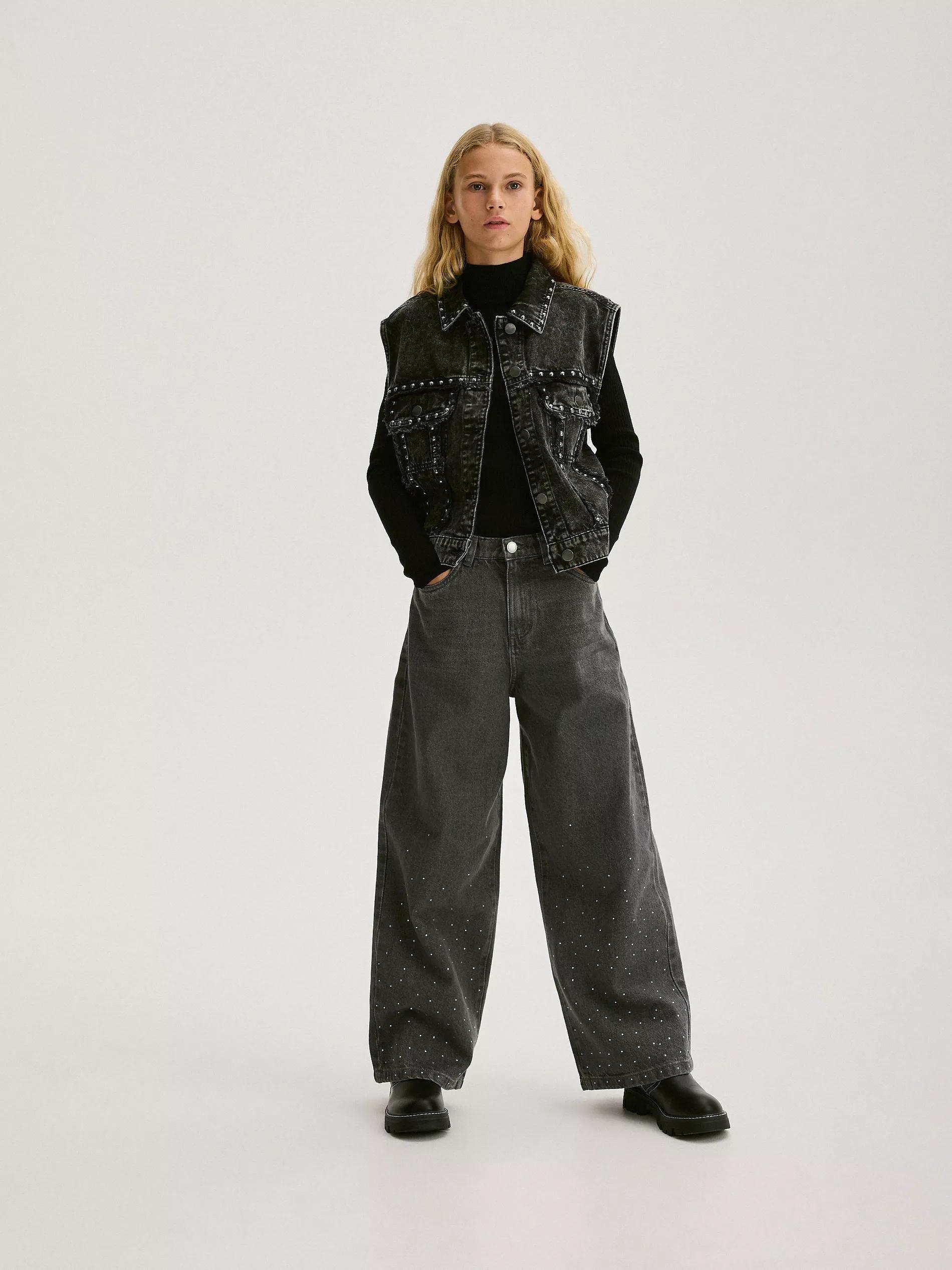 Grey Wide Leg Trousers, Kids Girls, , large image number 1