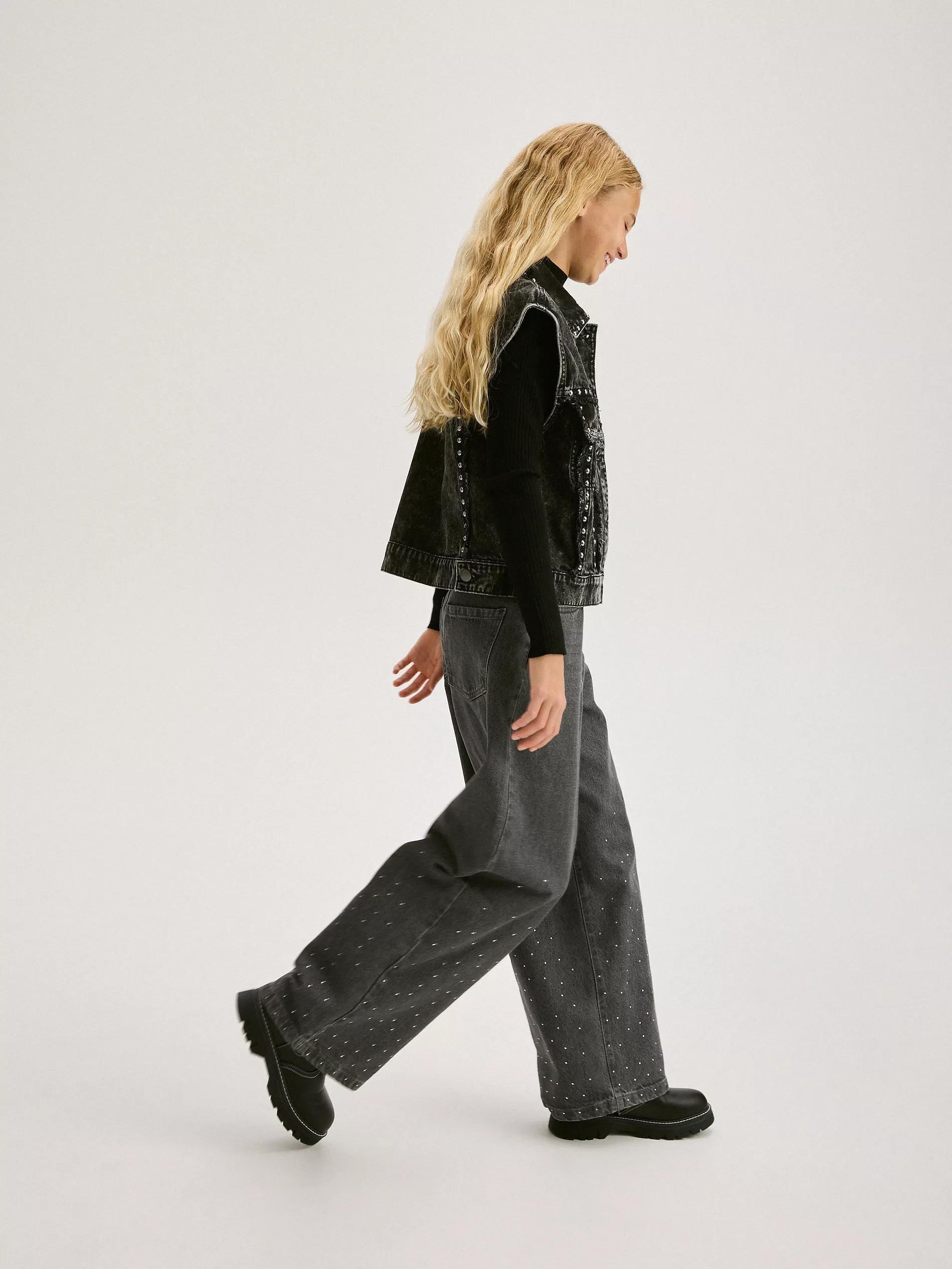 Grey Wide Leg Trousers, Kids Girls, , large image number 3