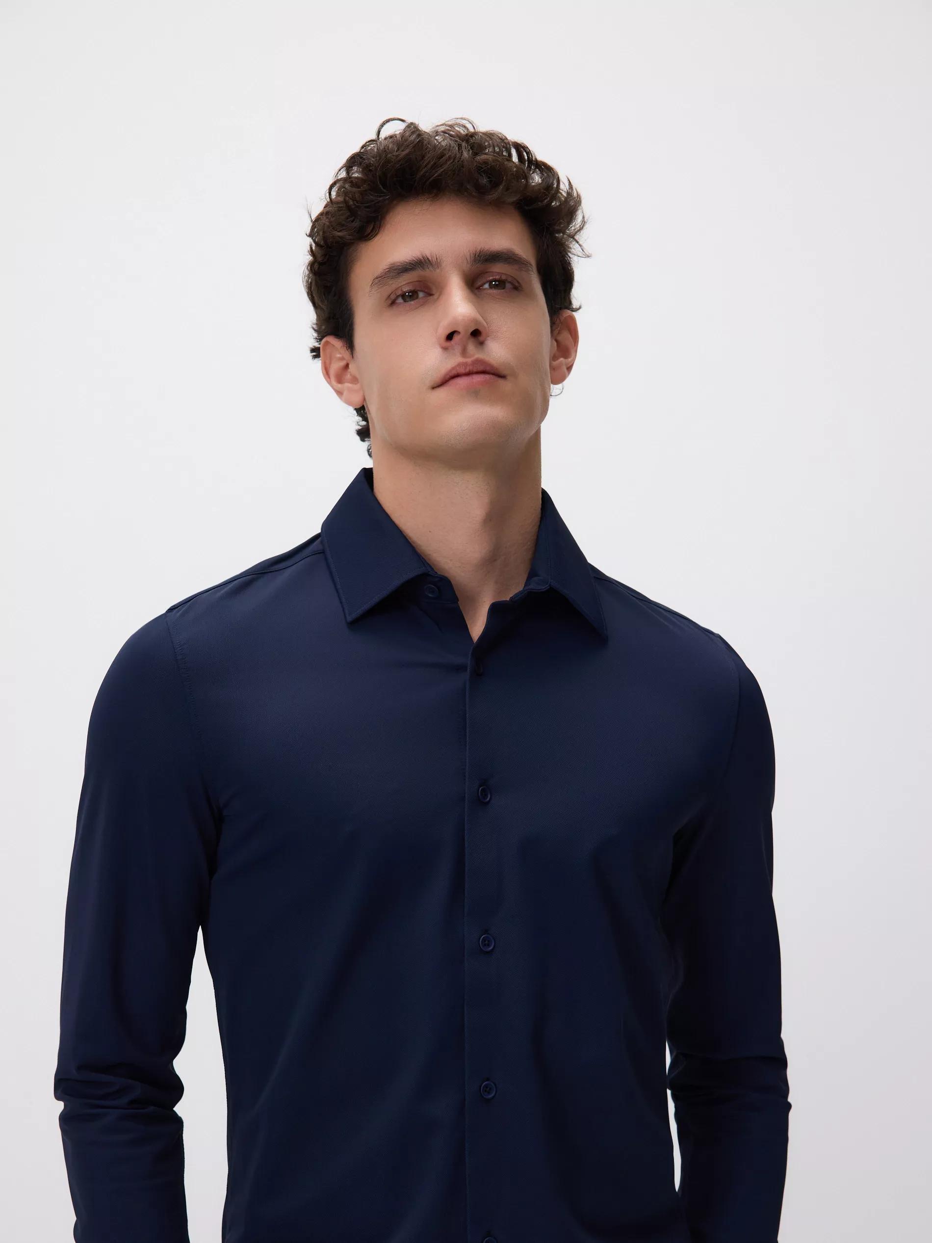 Navy Super Slim Fit Plain Shirt, Navy, large image number 0