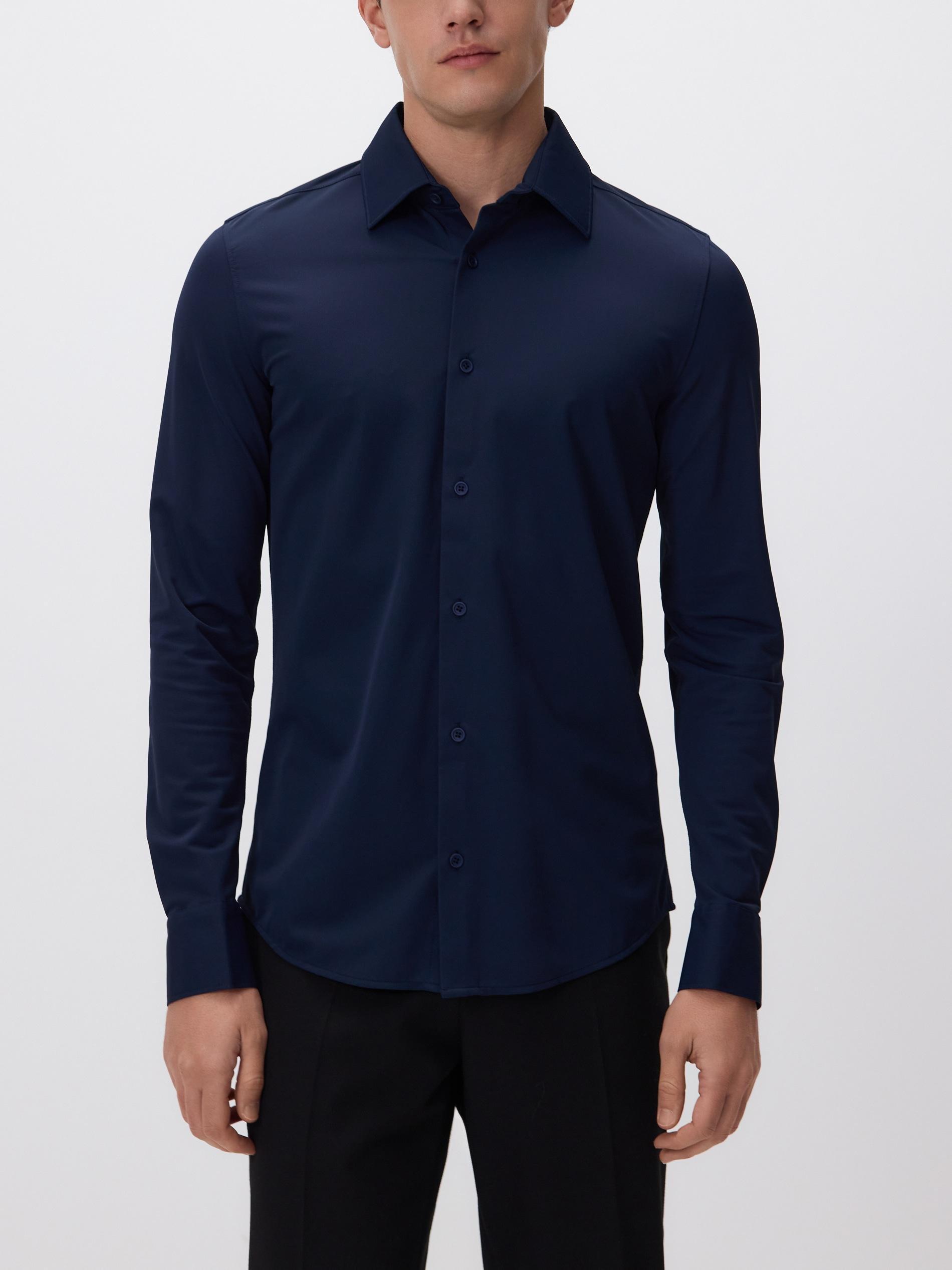 Navy Super Slim Fit Plain Shirt, Navy, large image number 1