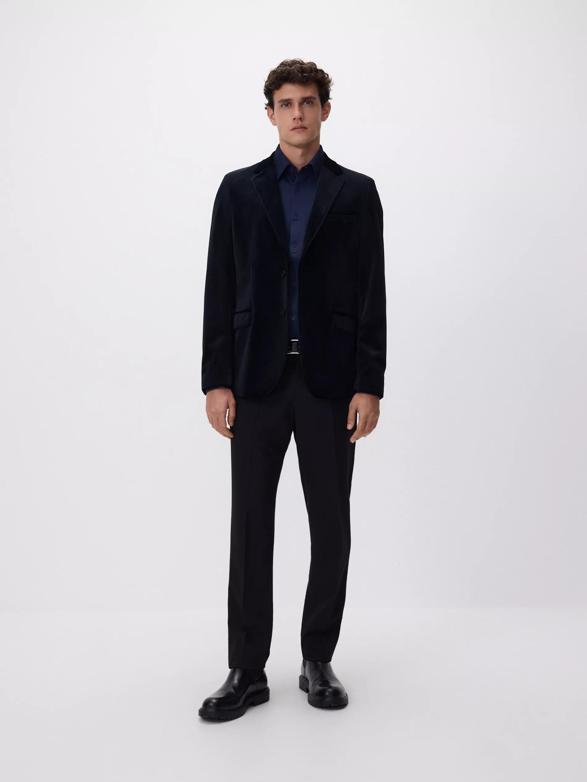 Navy Super Slim Fit Plain Shirt, Navy, large image number 2