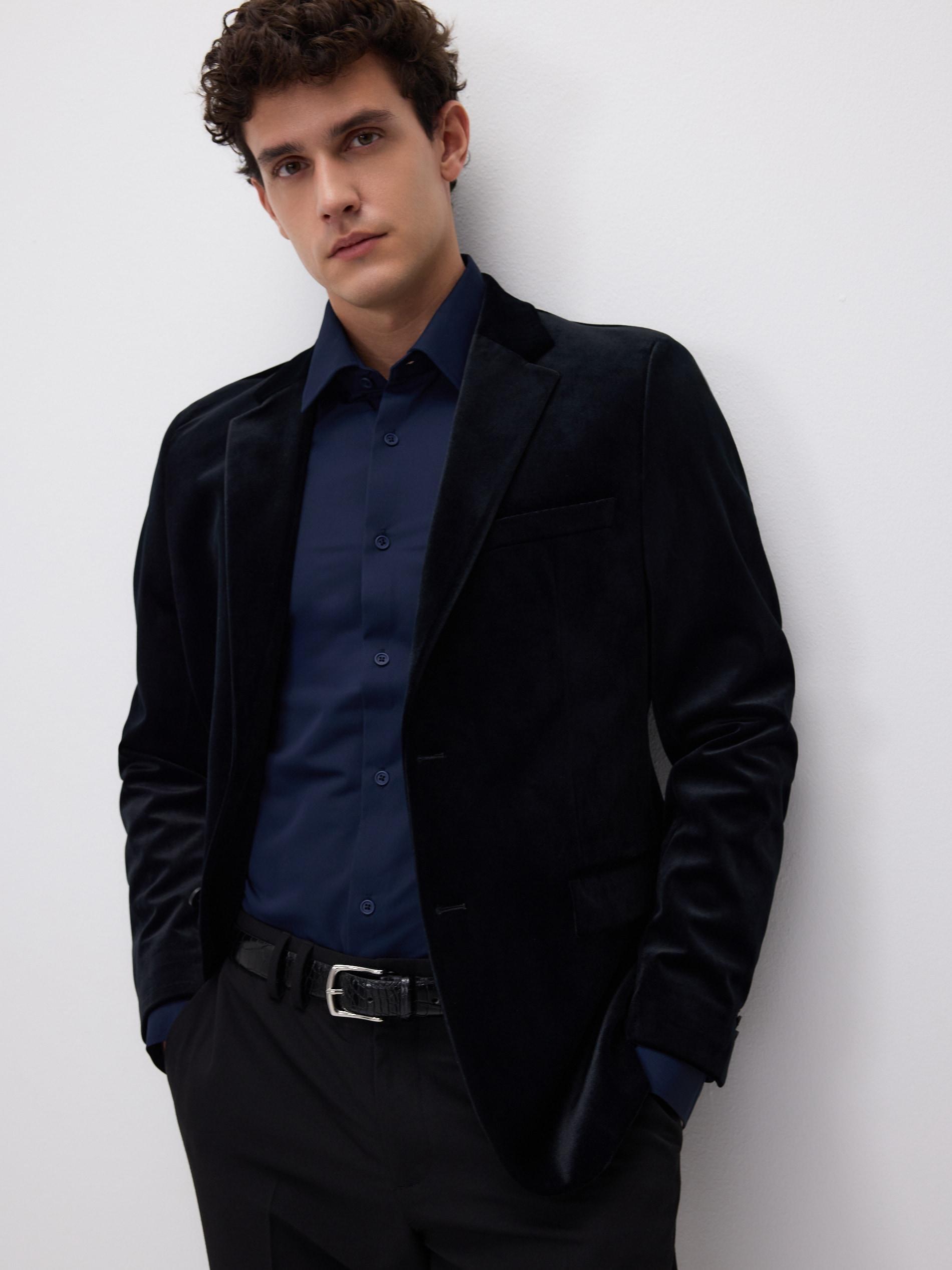 Navy Super Slim Fit Plain Shirt, Navy, large image number 3