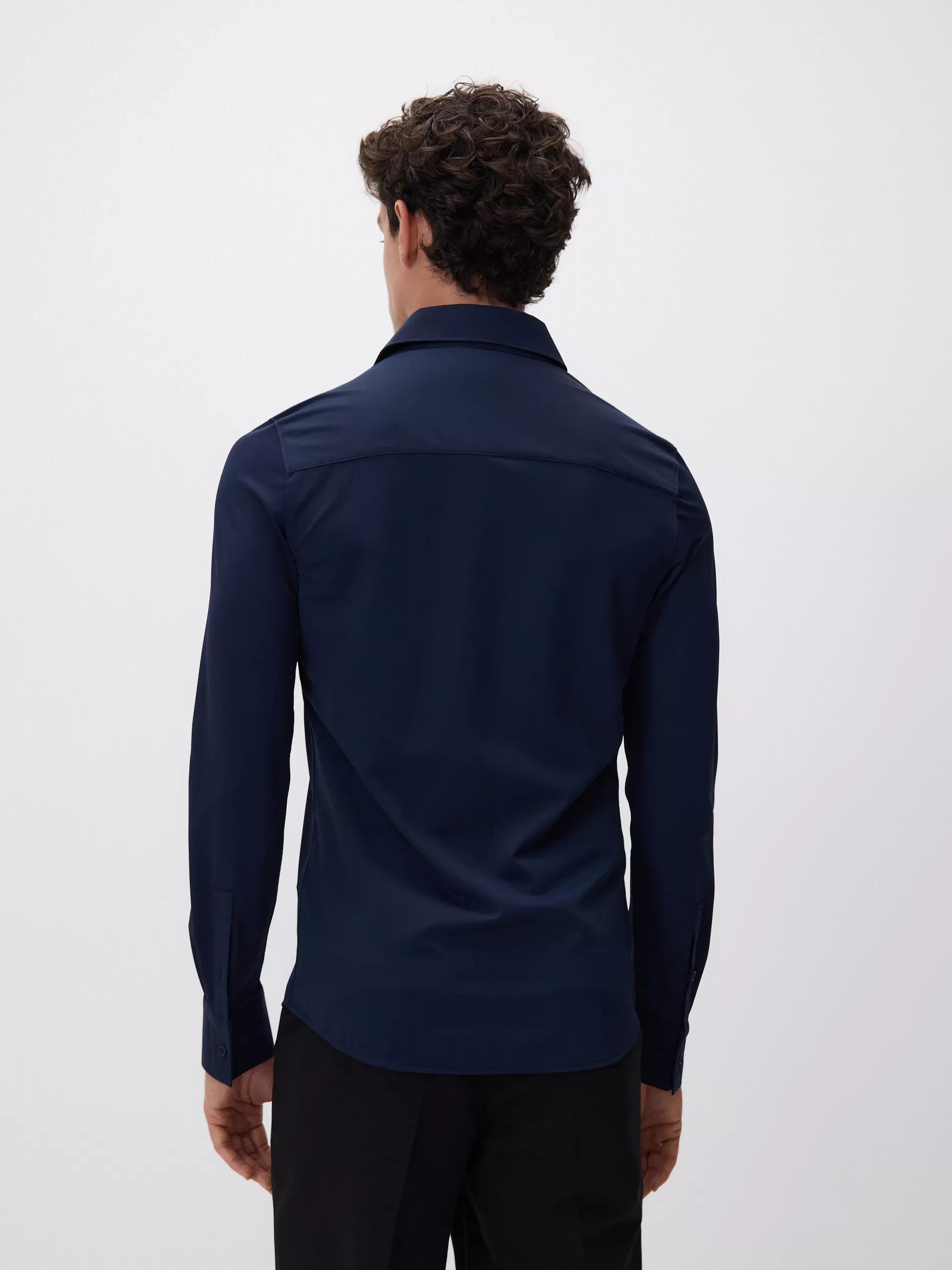Navy Super Slim Fit Plain Shirt, Navy, large image number 4