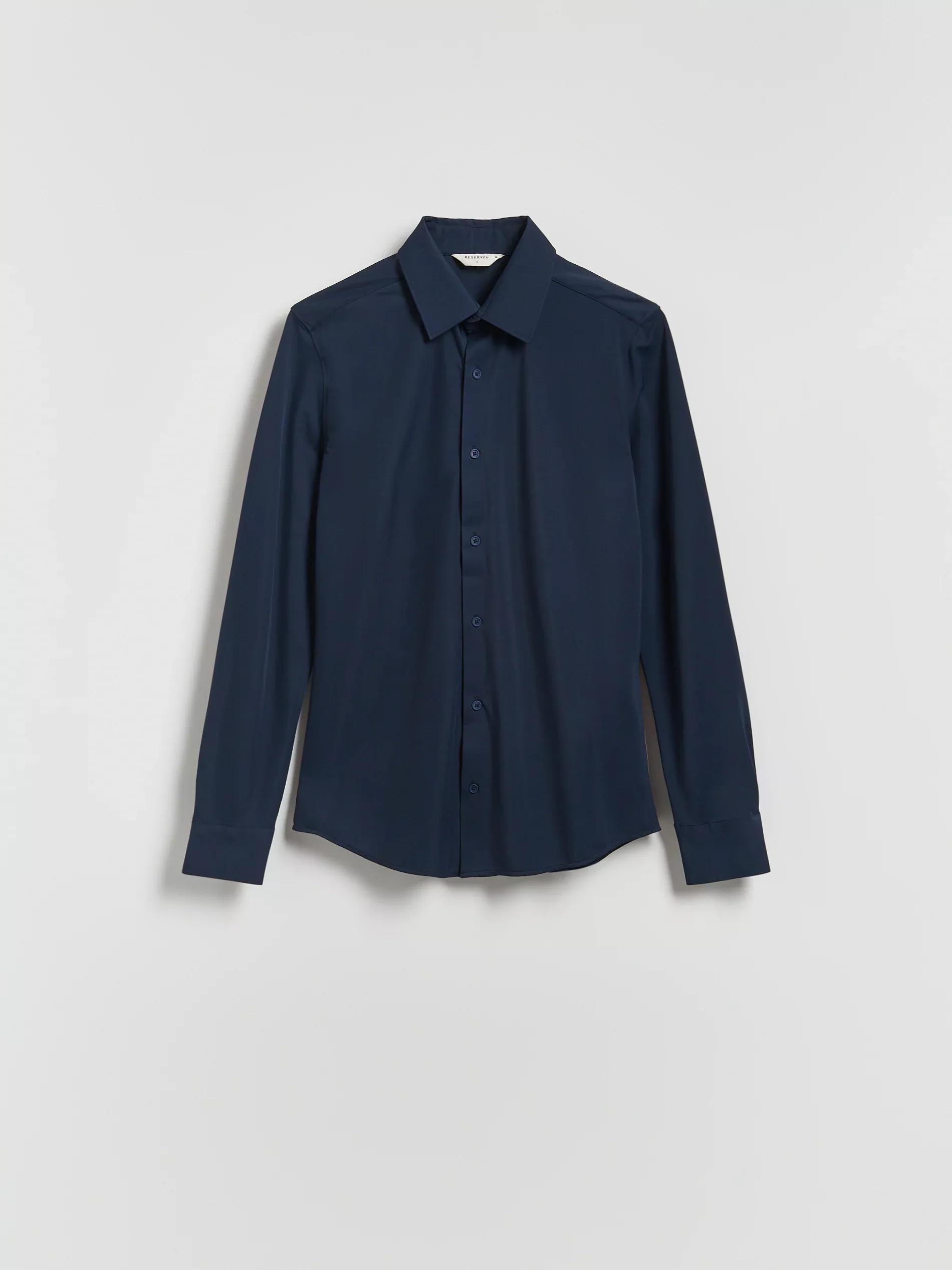 Navy Super Slim Fit Plain Shirt, Navy, large image number 5