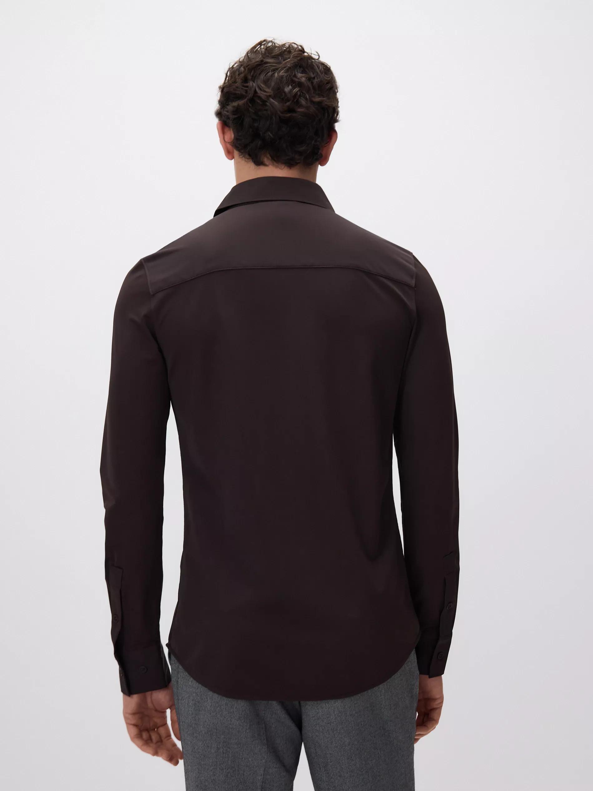 Brown Super Slim Fit Plain Shirt, Brown, large image number 3