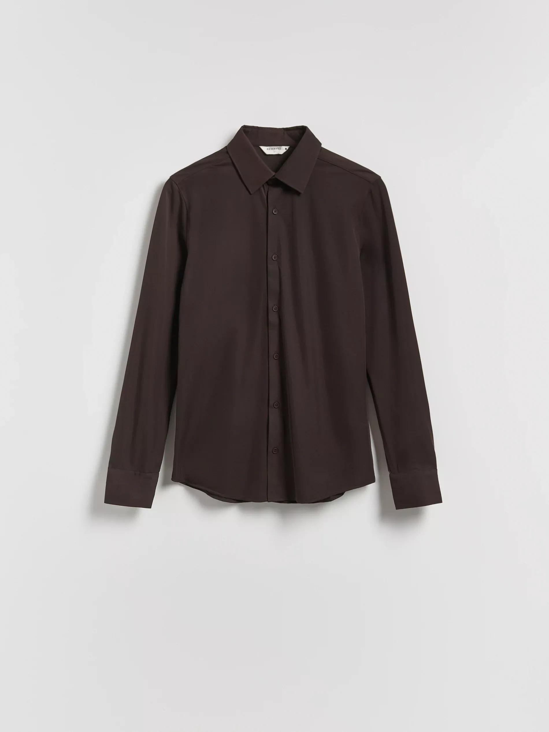 Brown Super Slim Fit Plain Shirt, Brown, large image number 4