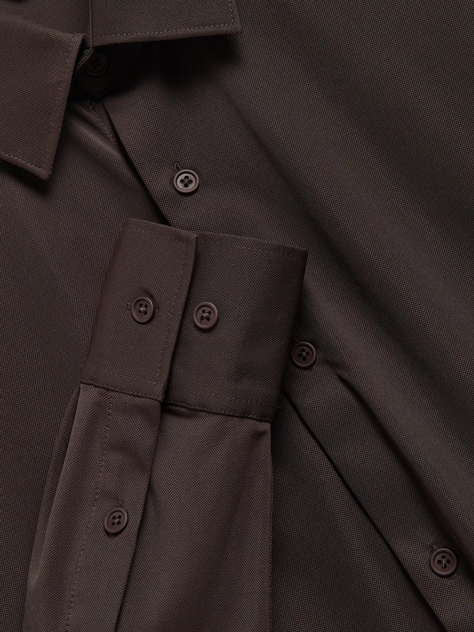 Brown Super Slim Fit Plain Shirt, Brown, large image number 5