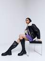 Reserved - Black Lug Sole Knee-High Boots