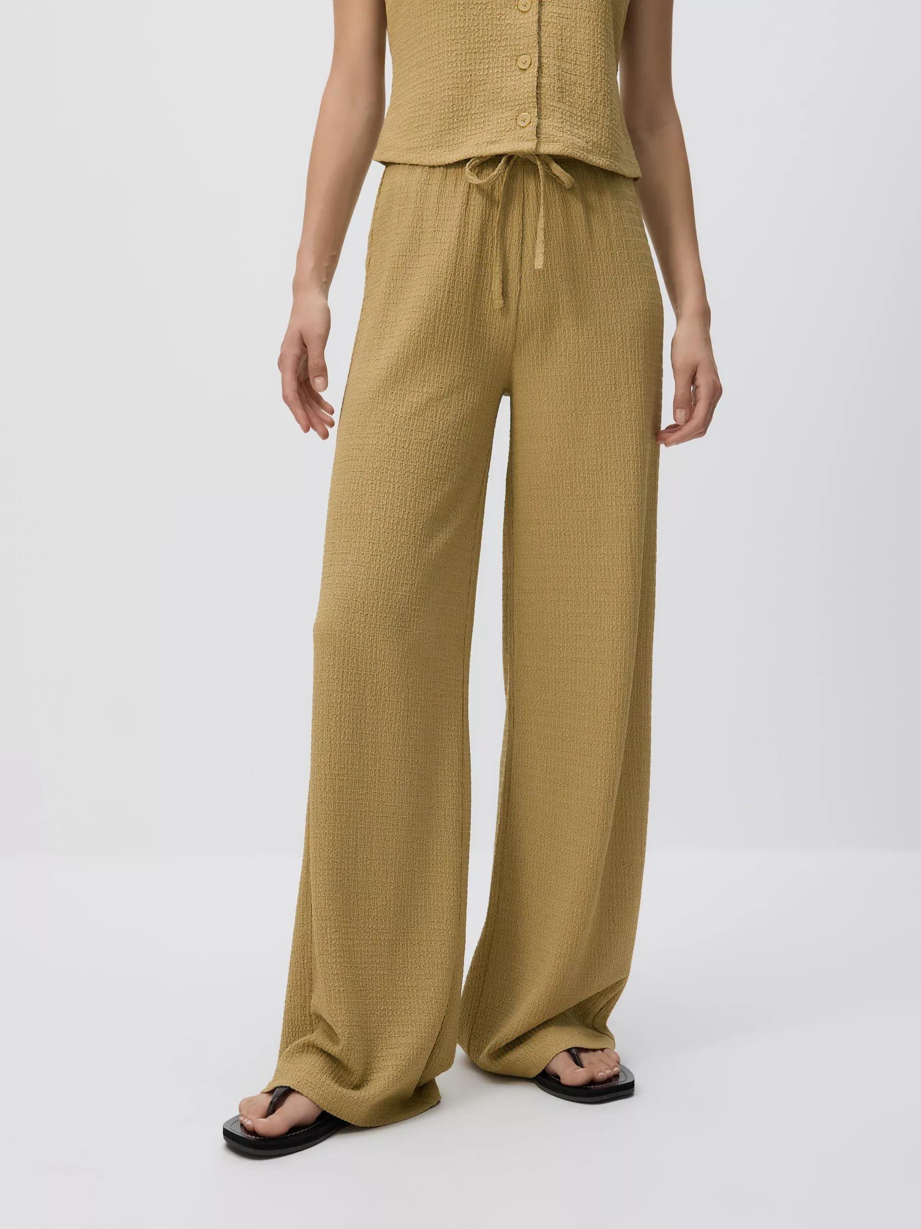 LIGHT OLIVE Structural fabric trousers, , large image number 1