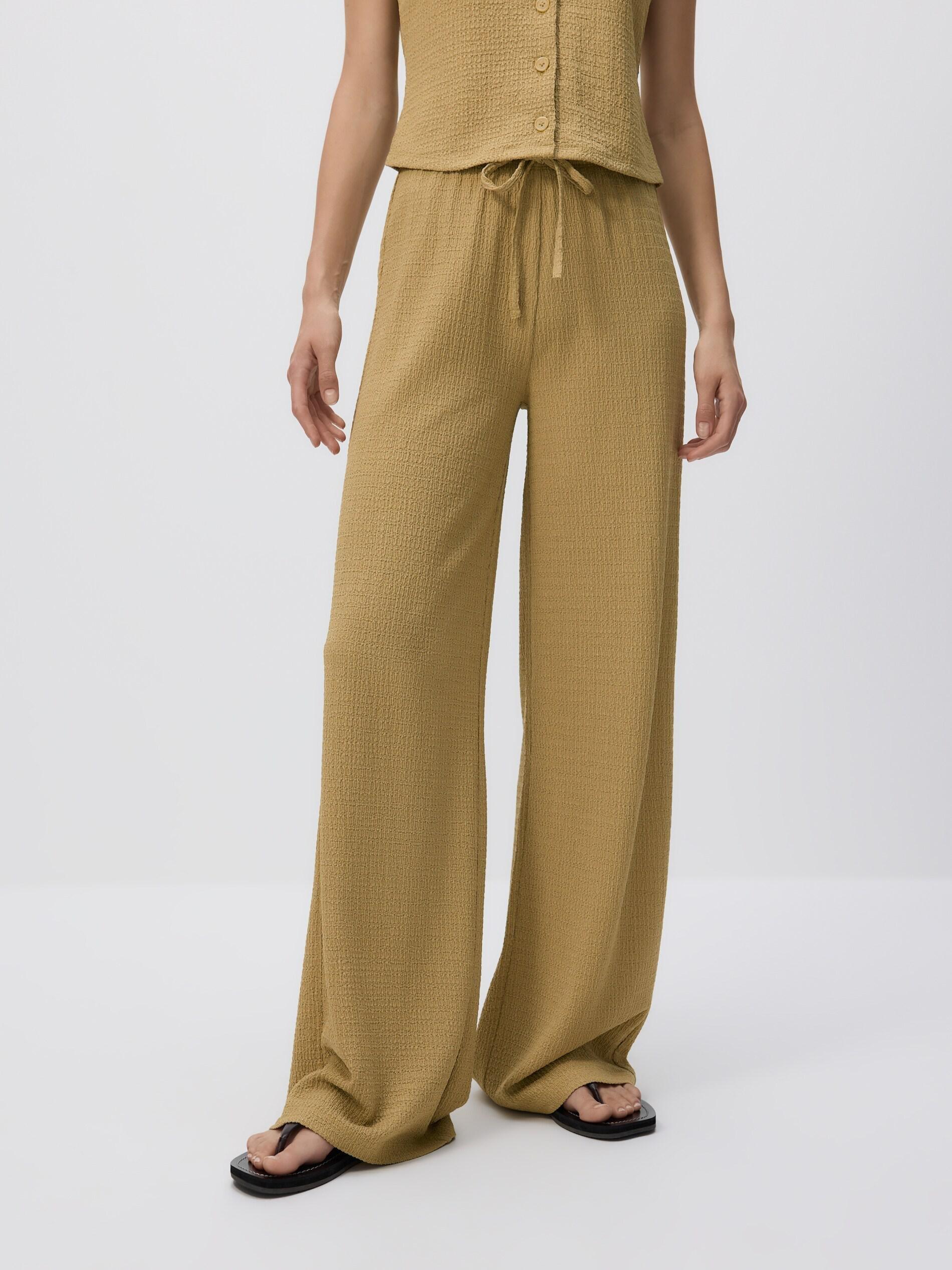 LIGHT OLIVE Structural fabric trousers, Green, medium