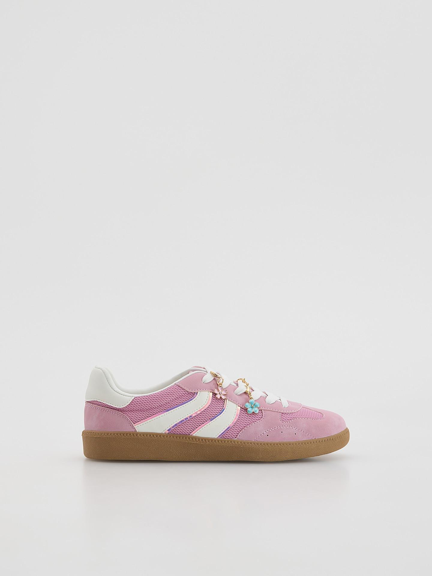 Pink Combined Materials Trainers, Pink, large image number 2