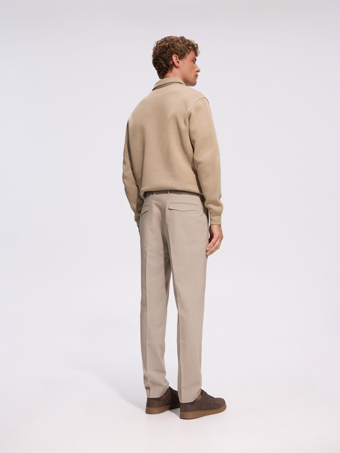 Beige Pressed Crease Chino Slim Trousers, Beige, large image number 1