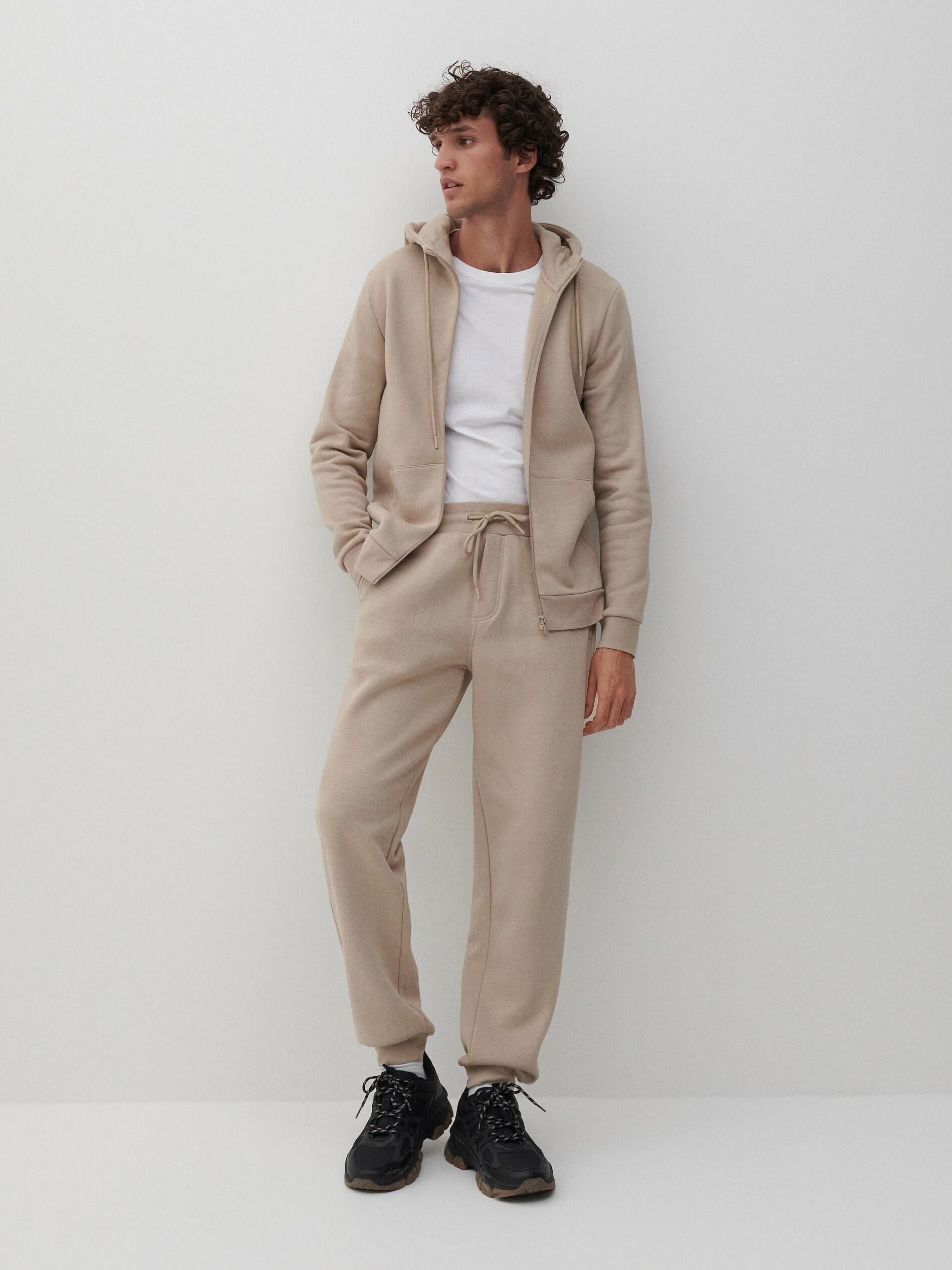 Beige Regular Fit Tracksuit Bottoms, , large image number 0