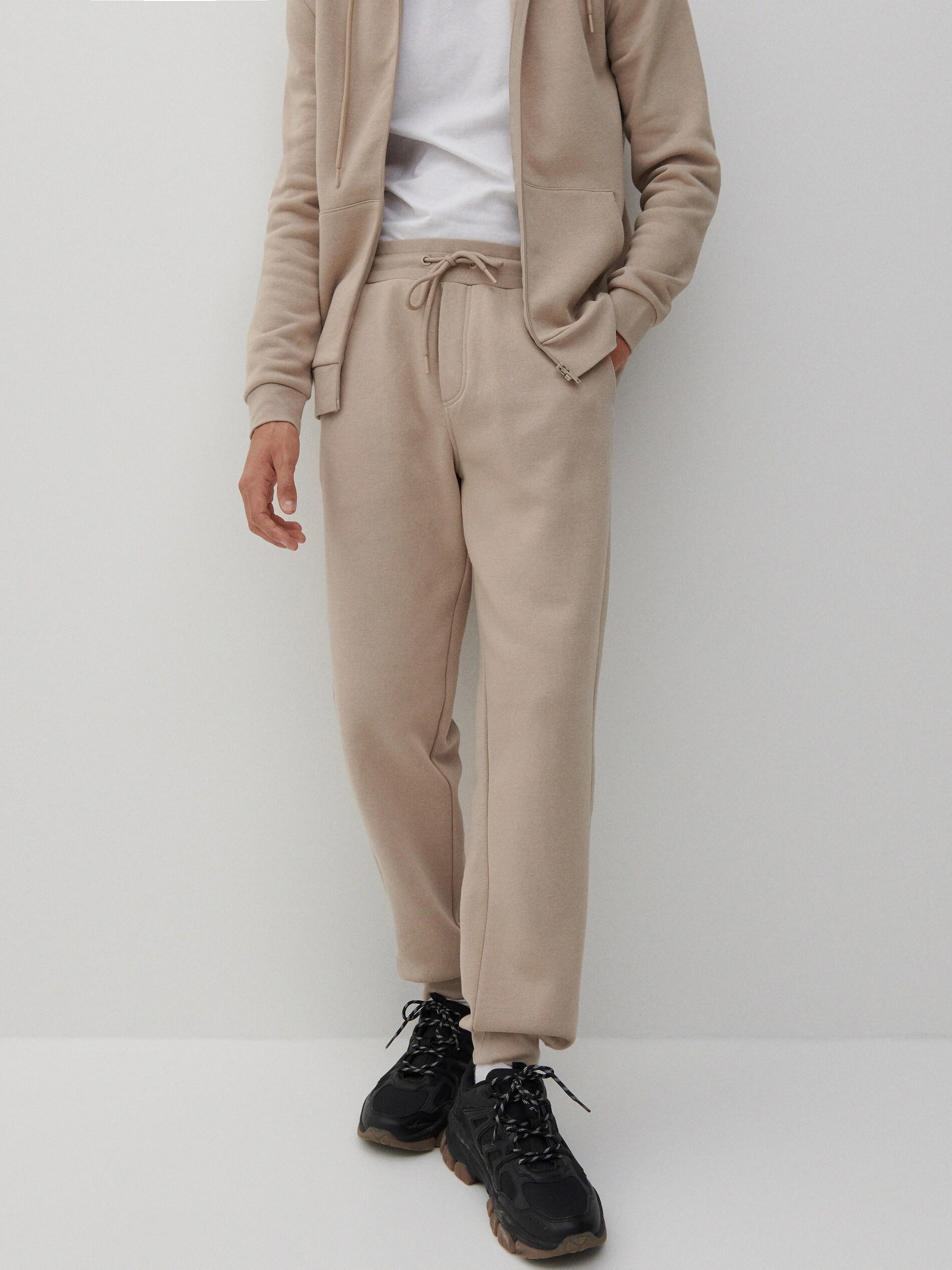 Beige Regular Fit Tracksuit Bottoms, , large image number 1