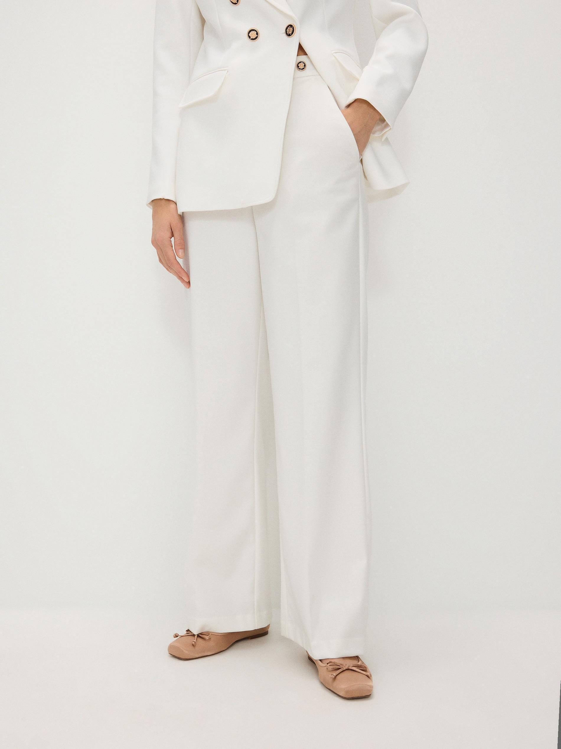 White Viscose Blend Trousers, , large image number 2