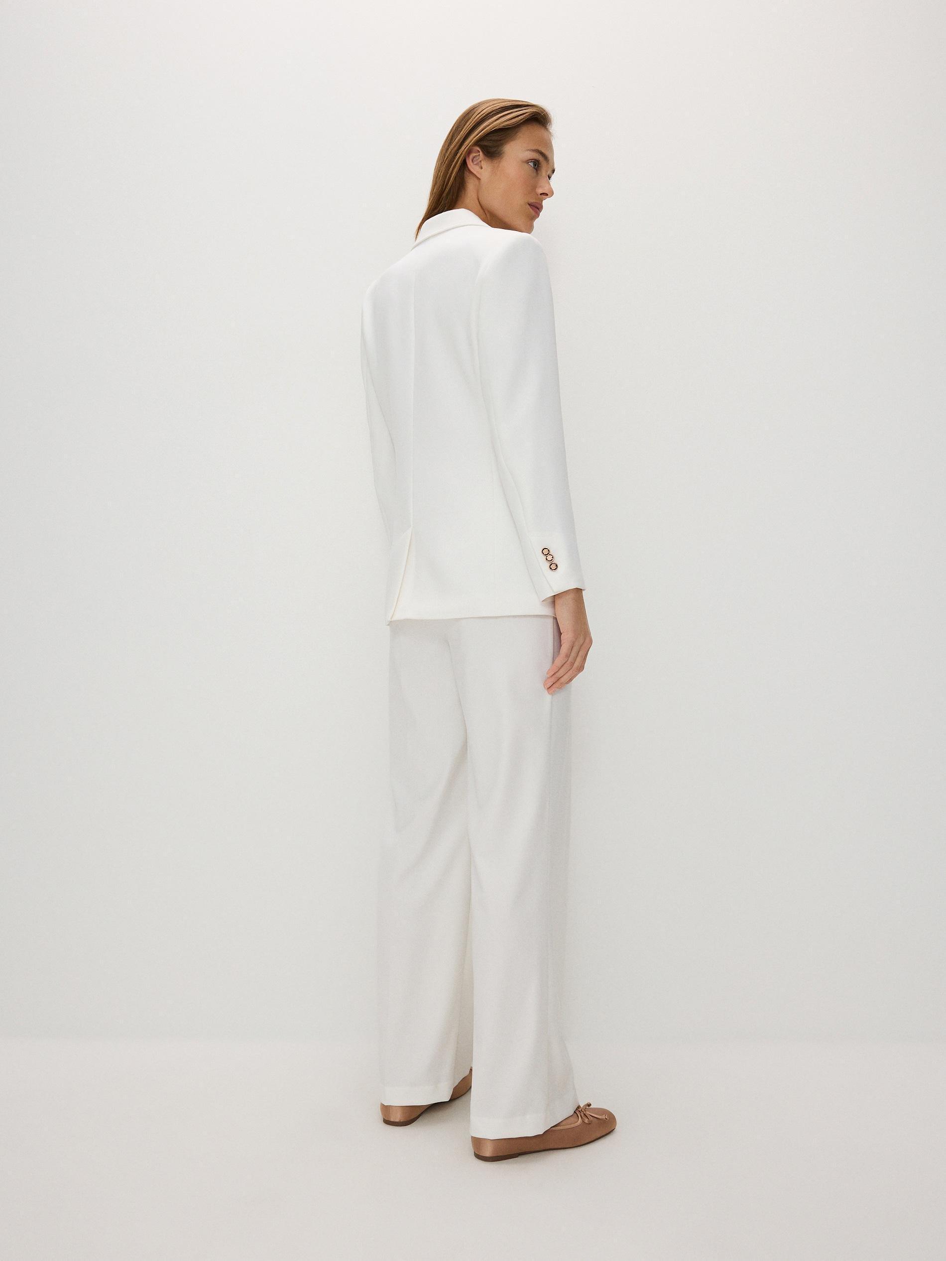 White Viscose Blend Trousers, , large image number 4
