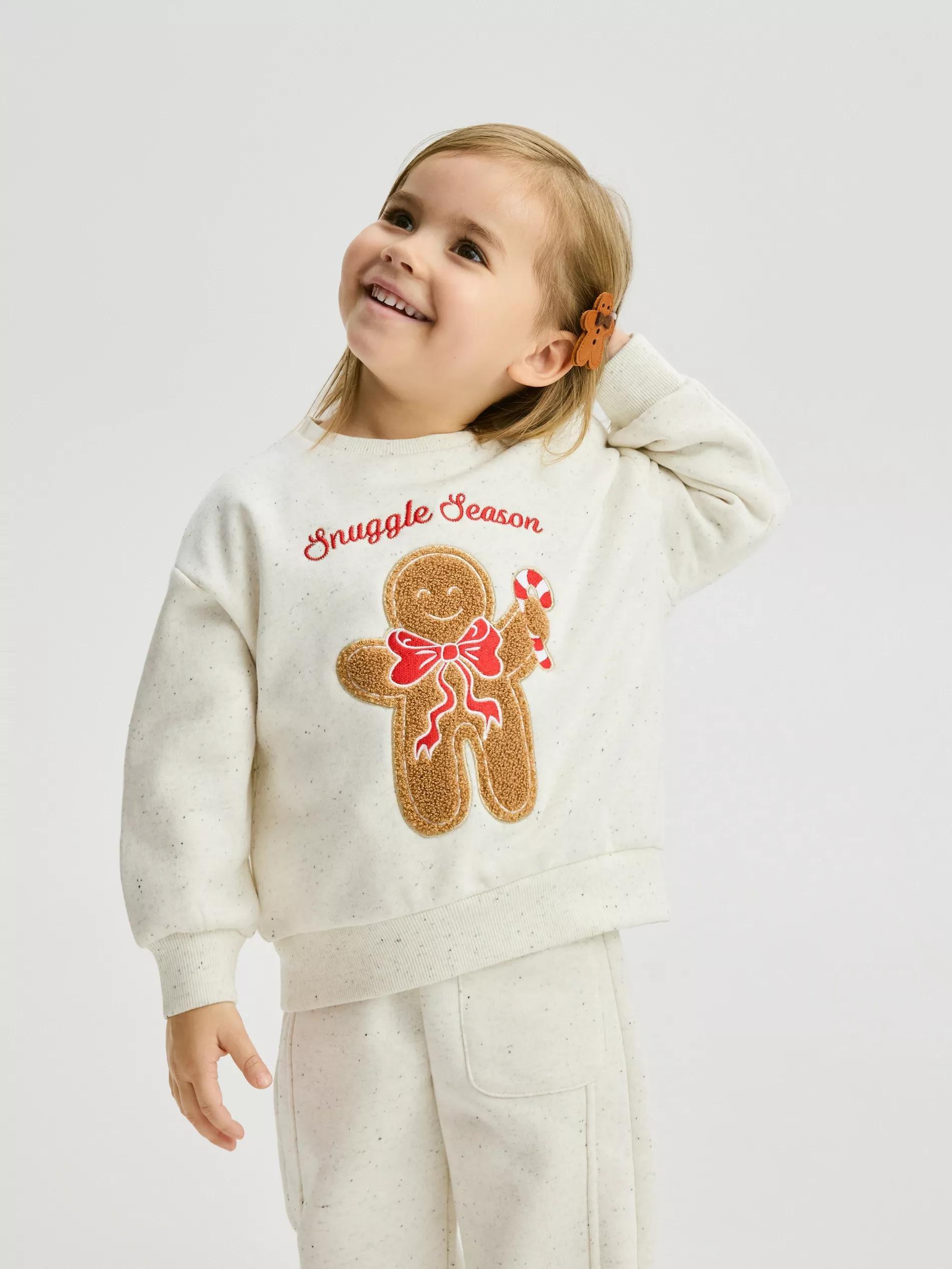 Cream Sweatshirt With Christmas Appliqu&eacute;, Ivory, large image number 4
