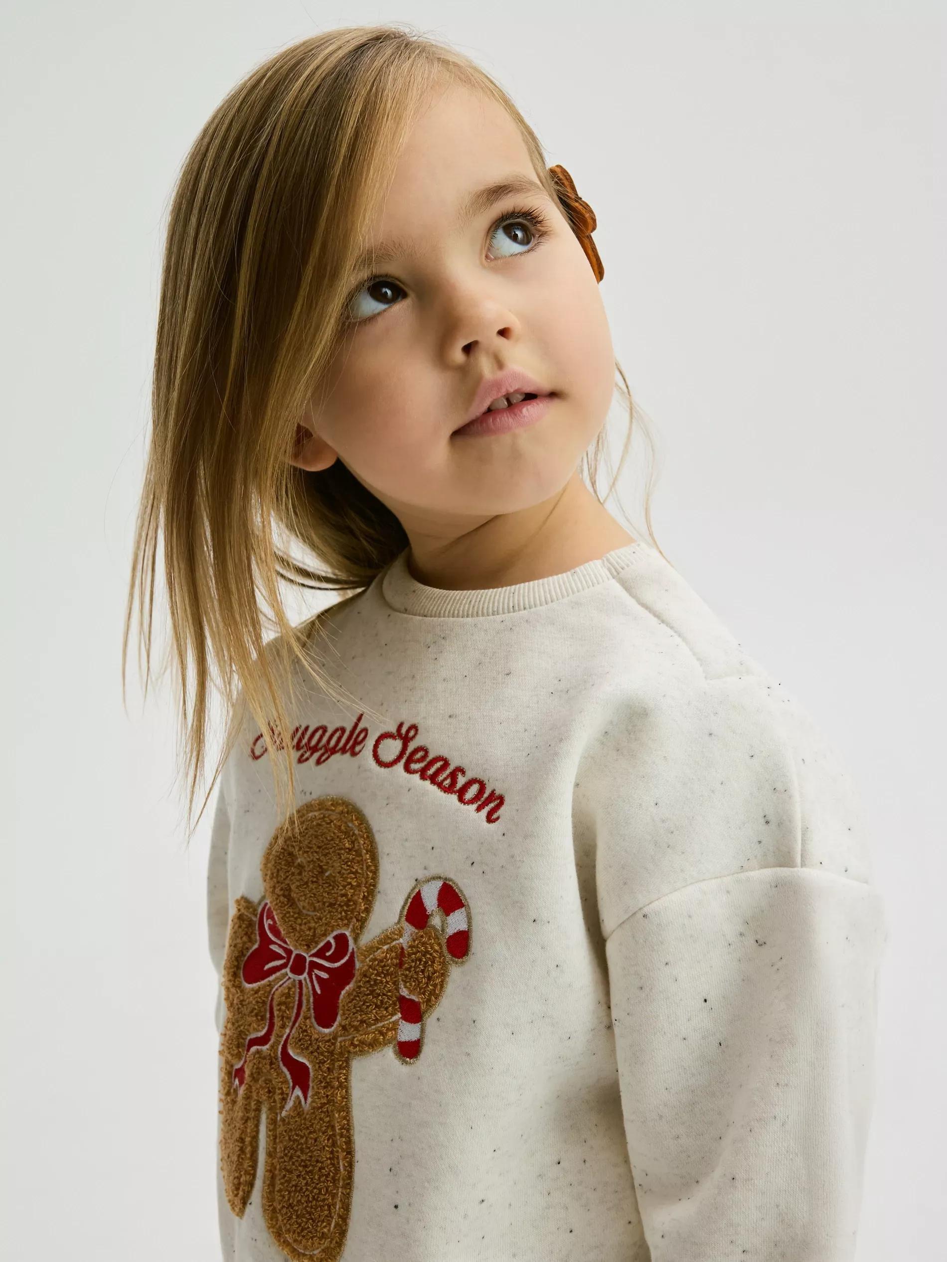 Cream Sweatshirt With Christmas Appliqu&eacute;, Ivory, large image number 5