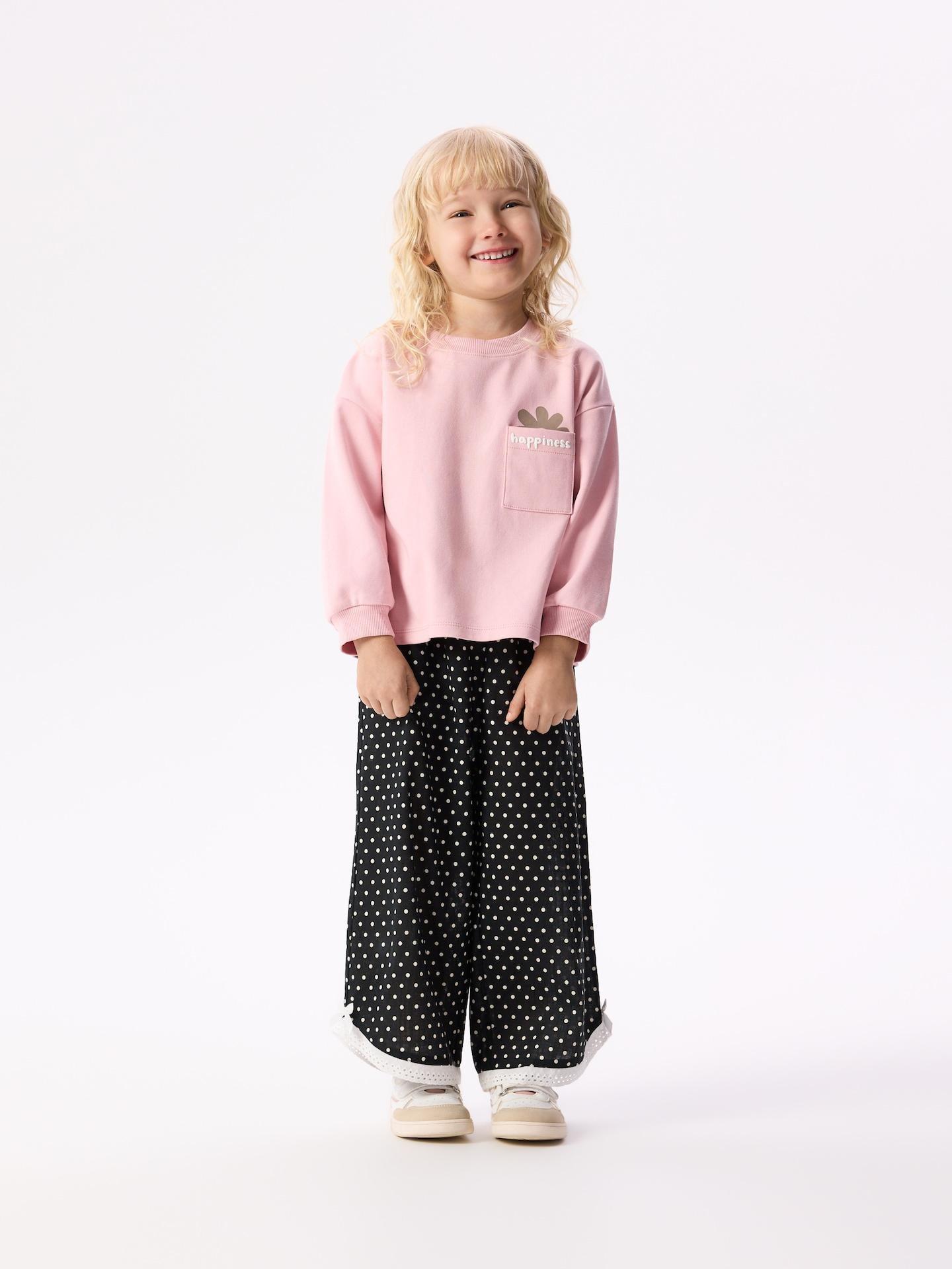 Pink Cotton Long Sleeve T-Shirt With Pocket, Pink, medium