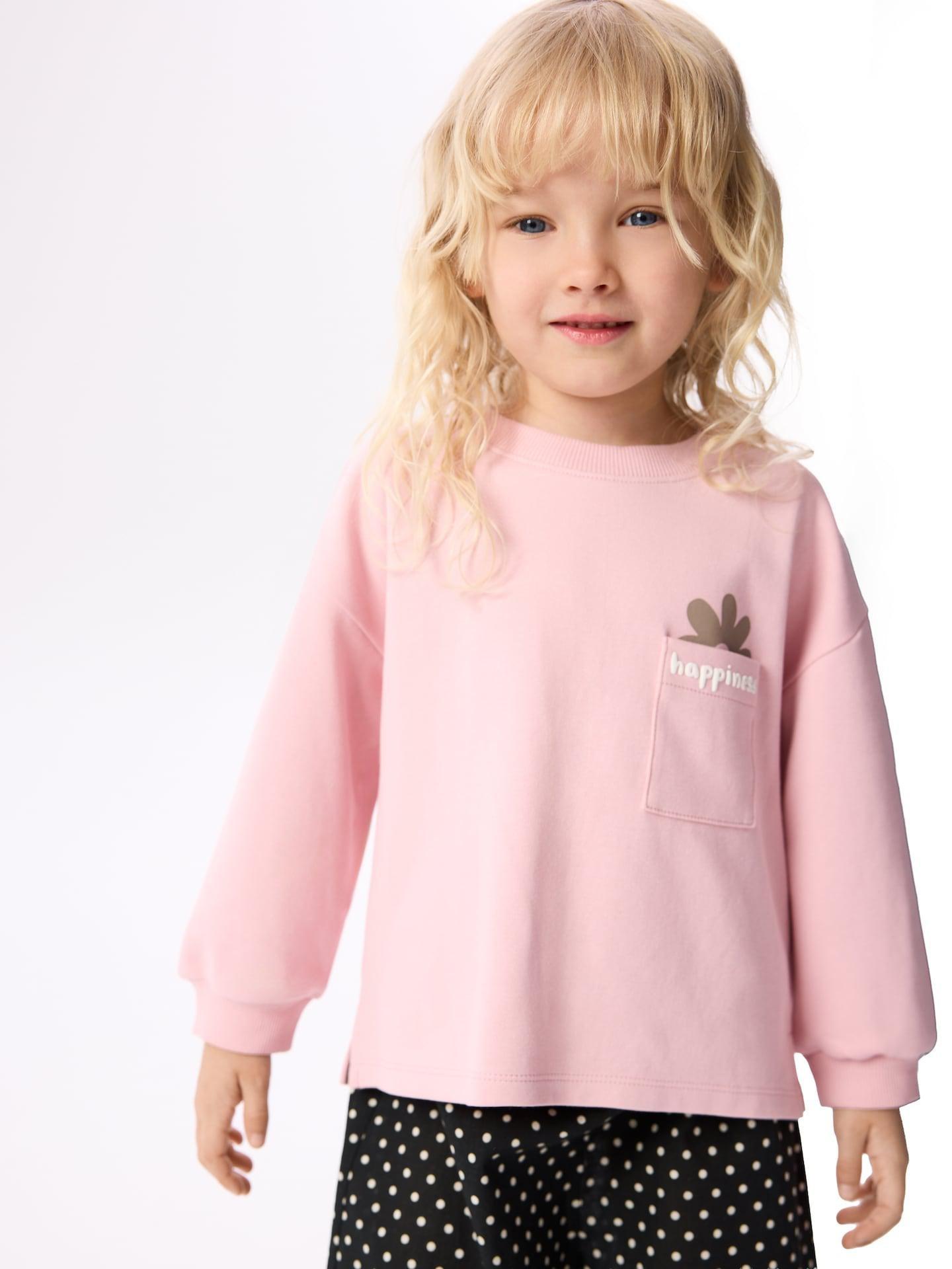Pink Cotton Long Sleeve T-Shirt With Pocket, Pink, large image number 4